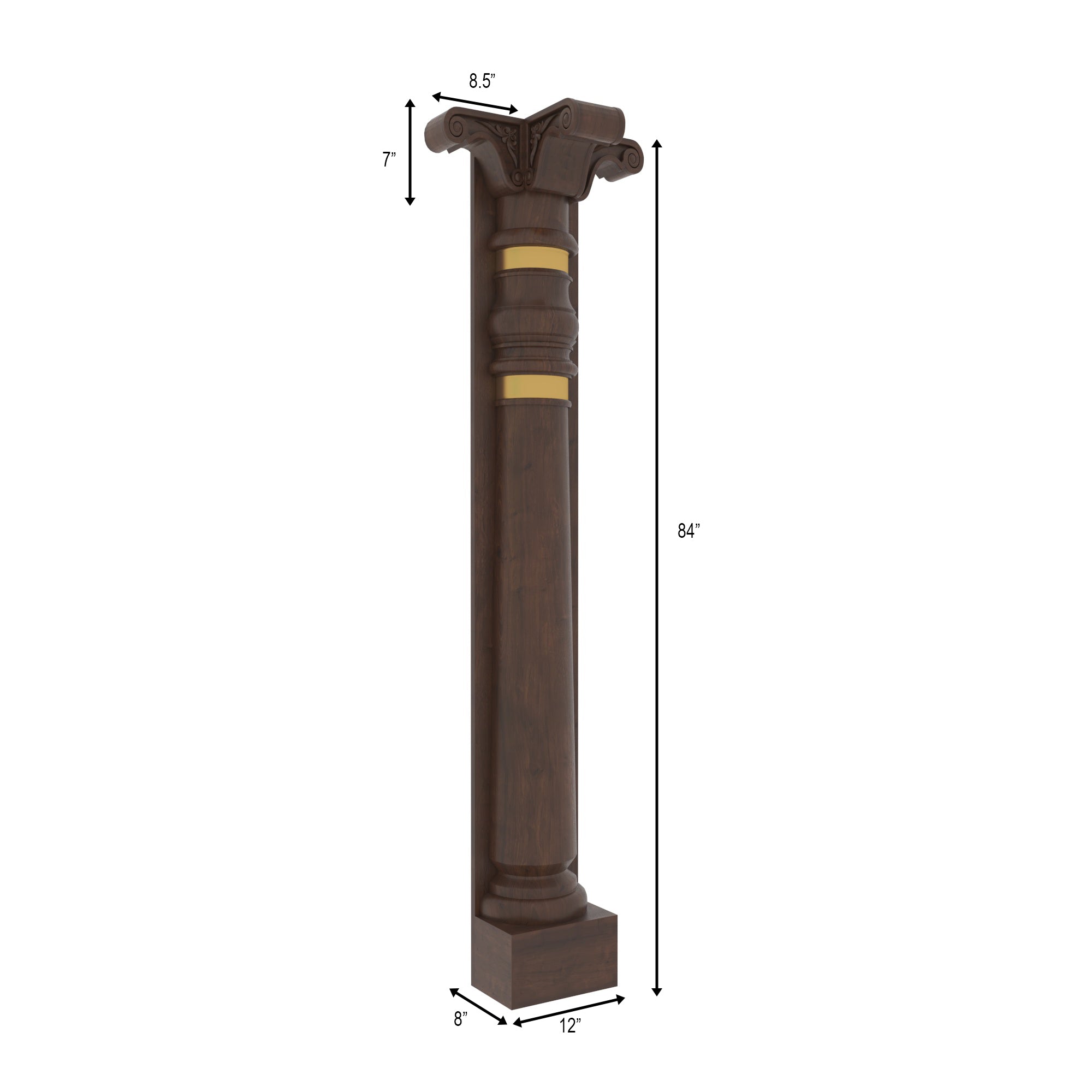 Corinthian Style Decorative Pillar with Brass Accents Pillar