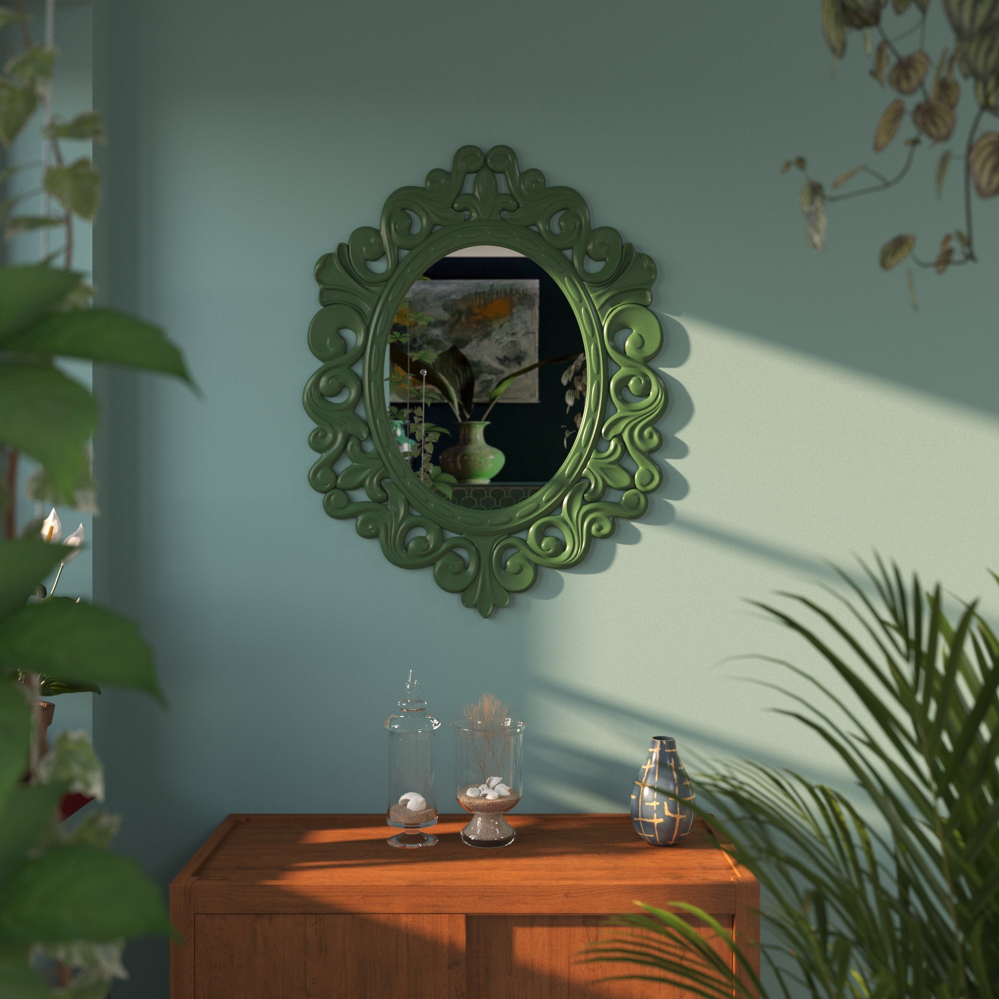 Ornate Vintage Wall Mirror with Decorative Frame Mirror