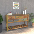 Colorful Reclaimed Wood Console Table - Rustic Entryway Storage Cupboard