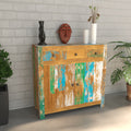 Colorful Reclaimed Wood Sideboard - Rustic Storage Cabinet Cupboard