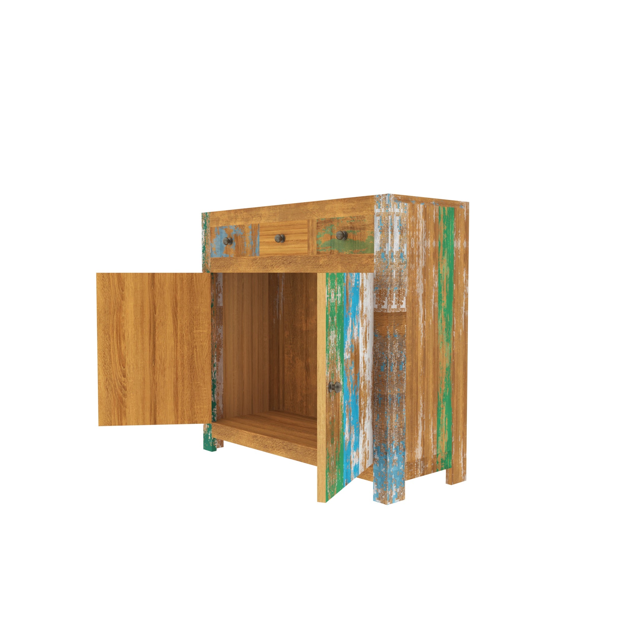 Colorful Reclaimed Wood Sideboard - Rustic Storage Cabinet Cupboard