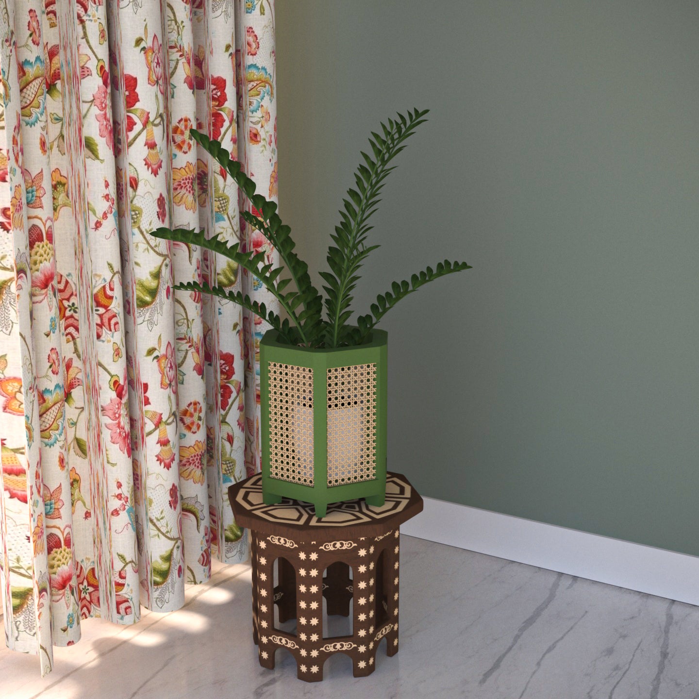 Premium Style Multi Angle Garden Green Soft Cane Wooden Flowerpot for Home Vase