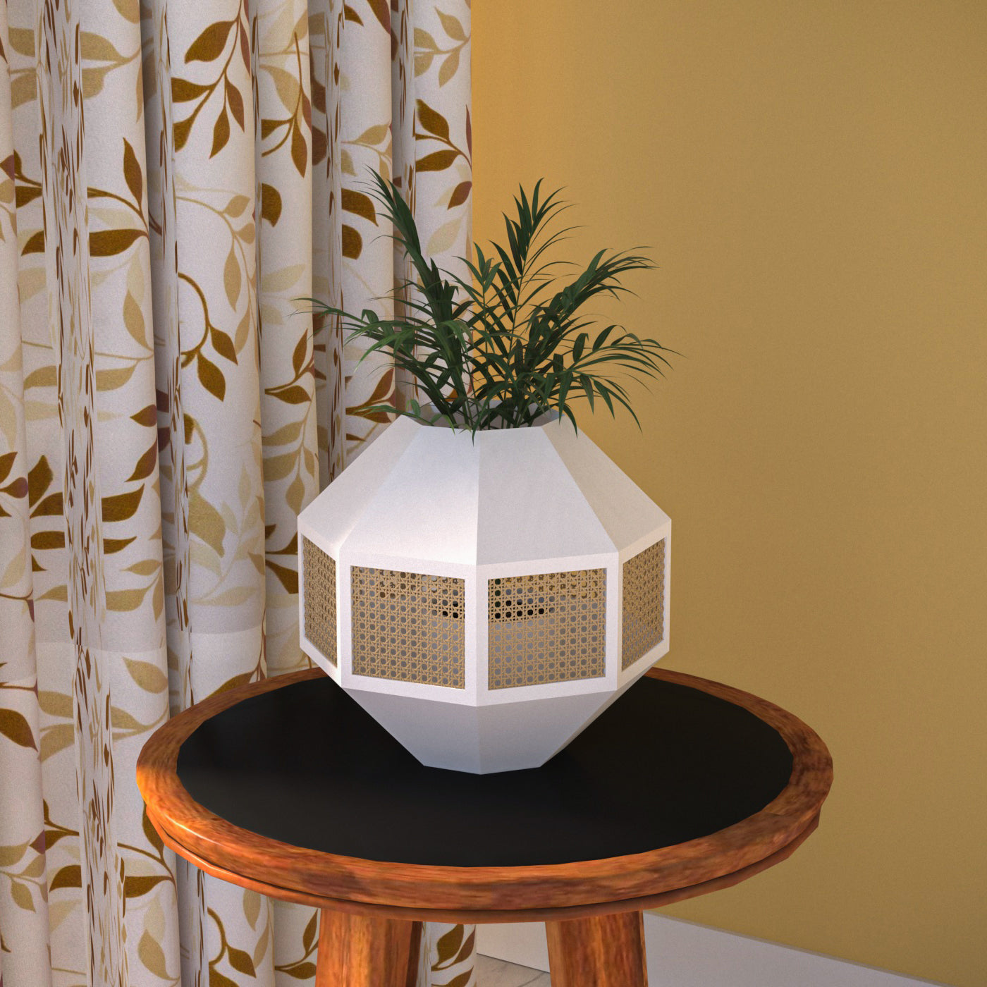 Diamond Shaped Wooden Handmade Light White Flowerpot for Home Vase