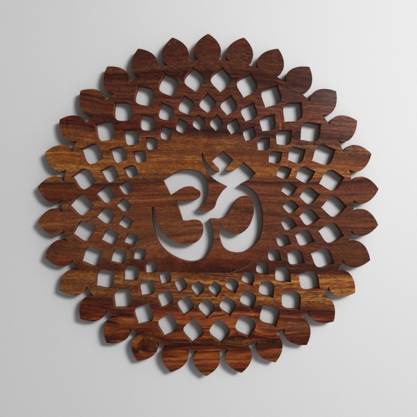 Solid Teak Om Symbol Wall Decor for Spiritual Harmony Wall Decor