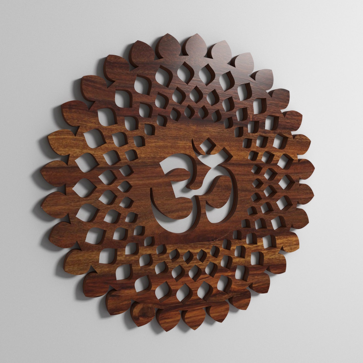 Solid Teak Om Symbol Wall Decor for Spiritual Harmony Wall Decor