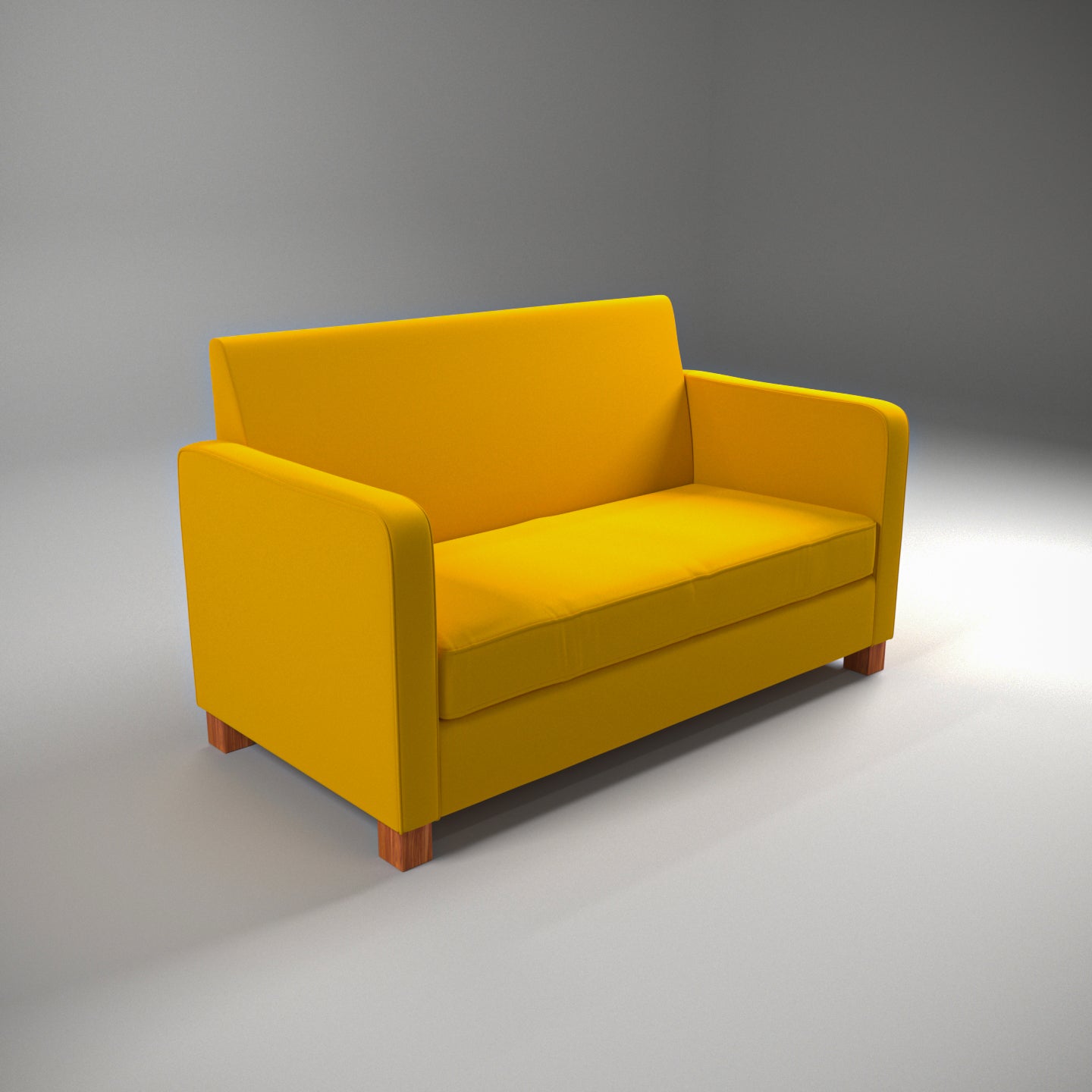 Double Seater Yellow Upholstered Sofa with 2 Cushions Sofa