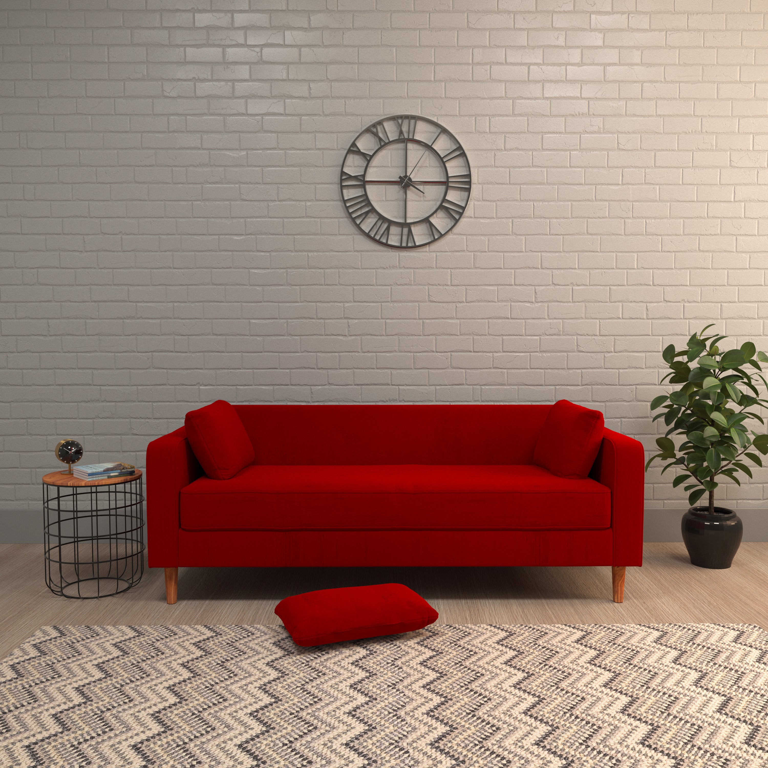 Premium Cherry Red Wooden Living Sofa Sofa