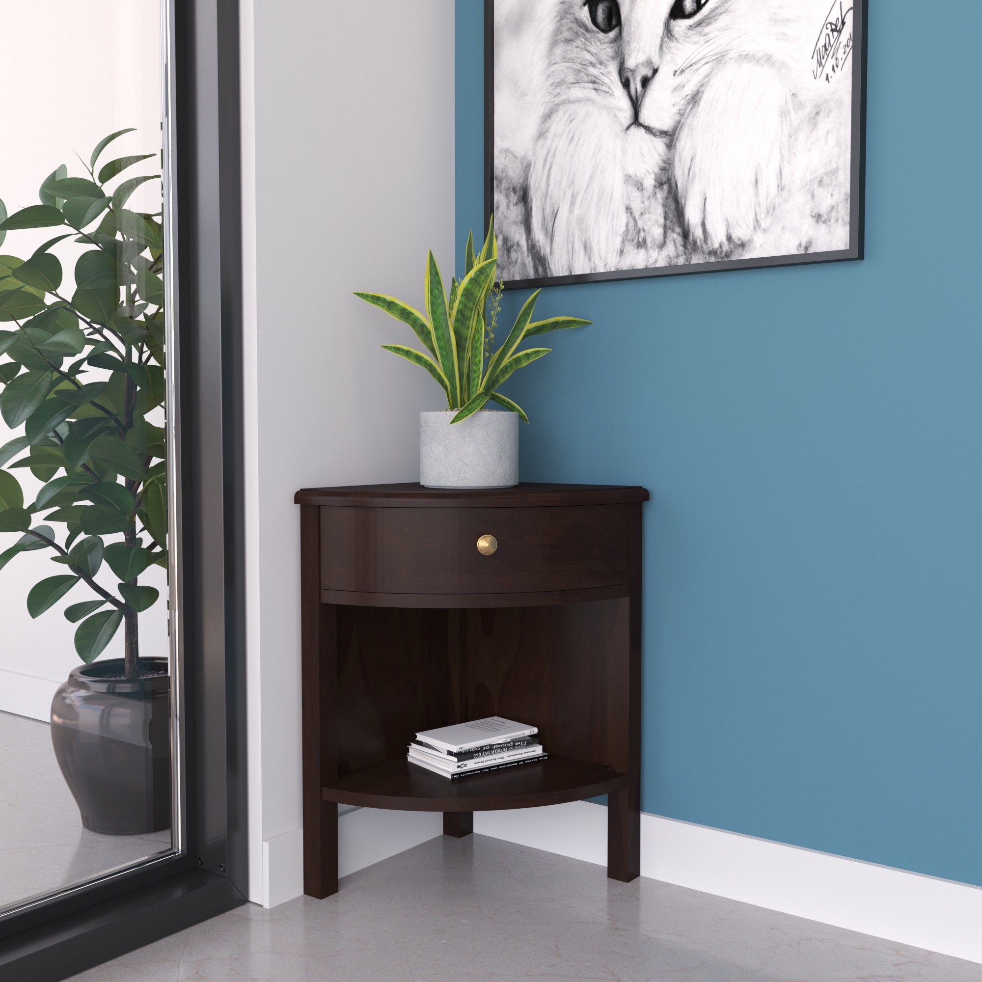 Handcrafted Corner Cabinet - Traditional Indian Design Corner Cabinet