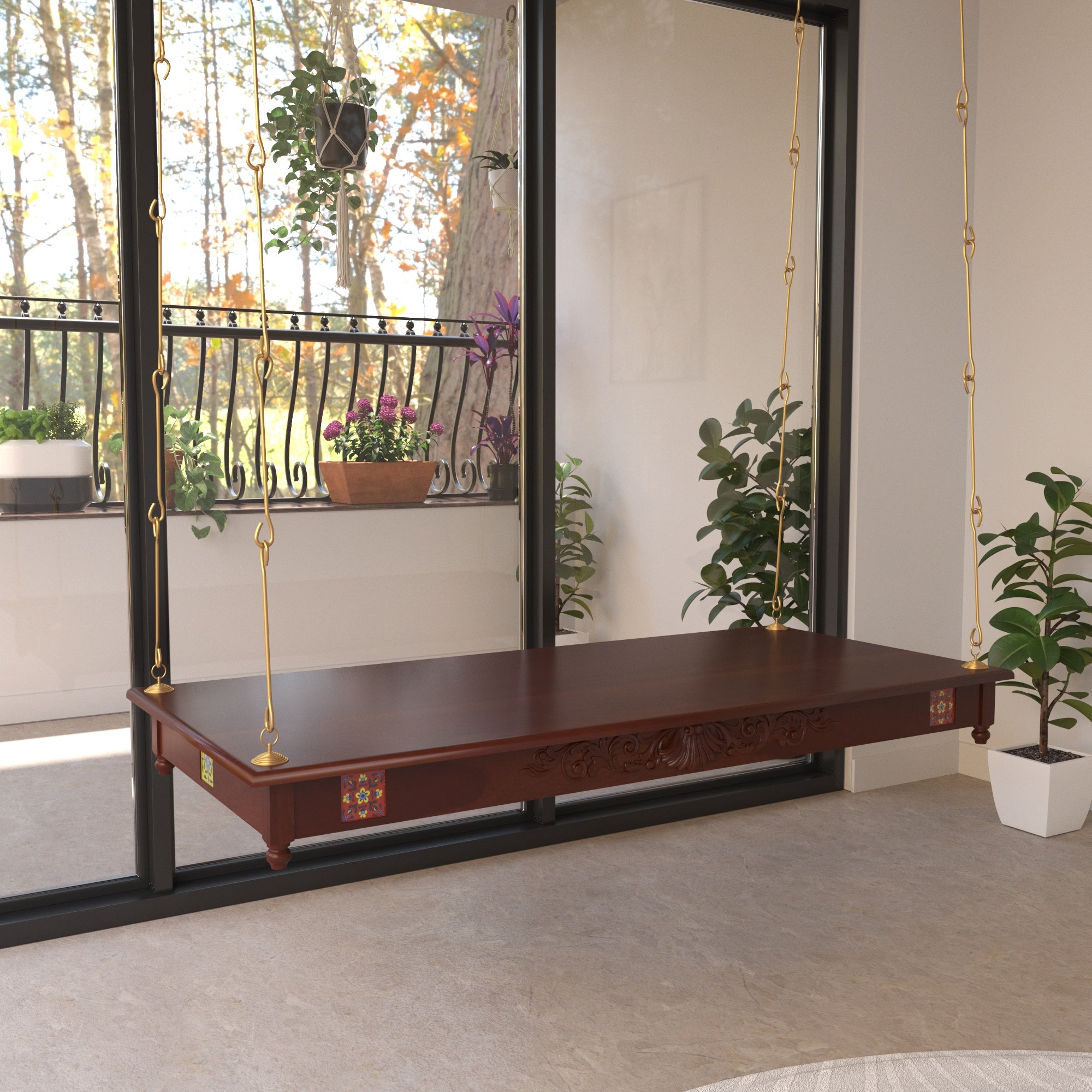 Carved Heritage Jhula - Artisan Swing Seat Swing