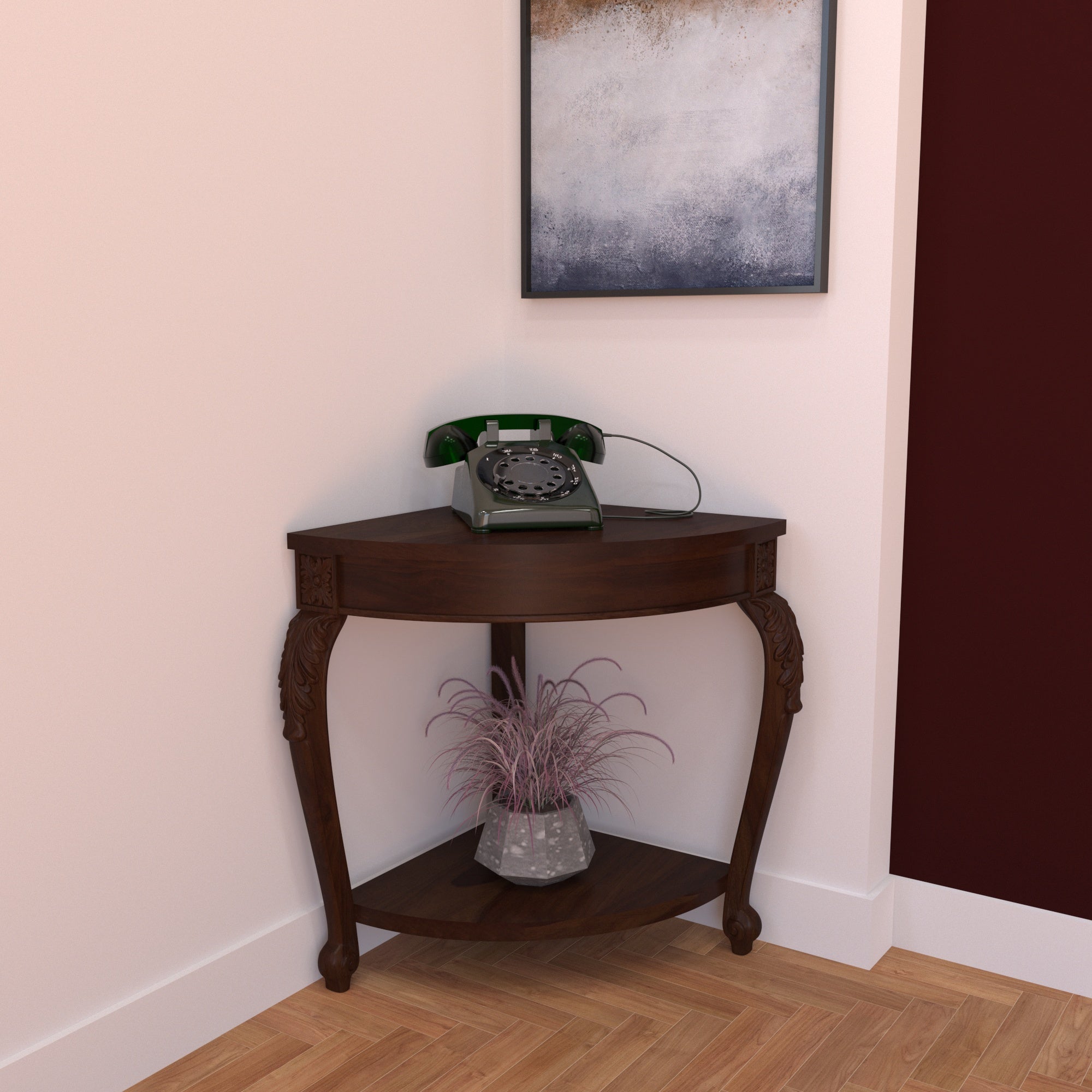 Elegant Corner Display - Handcrafted Indian Cabinet End Table