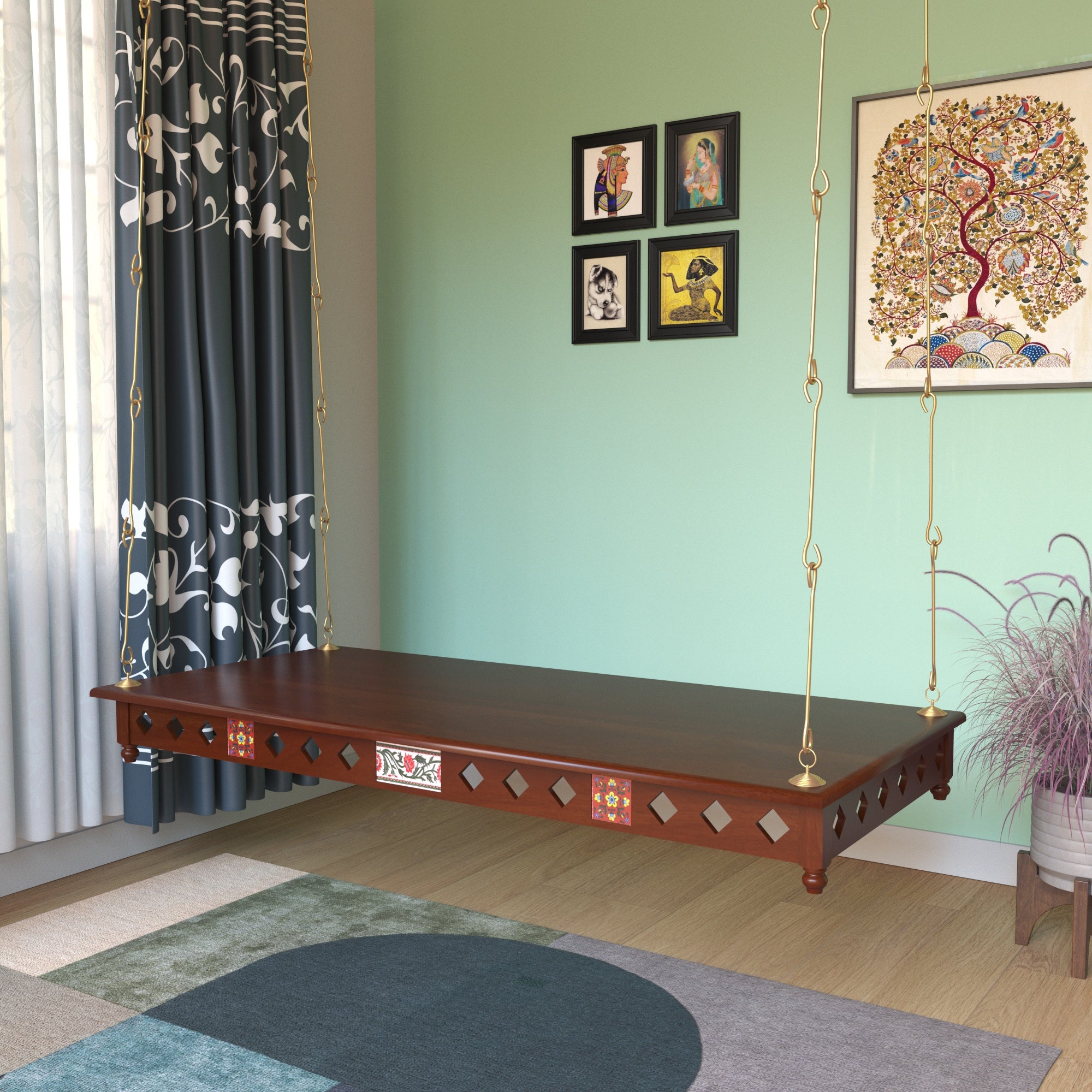 Ornate Indian Swing - Handcrafted Jhula Seat Swing