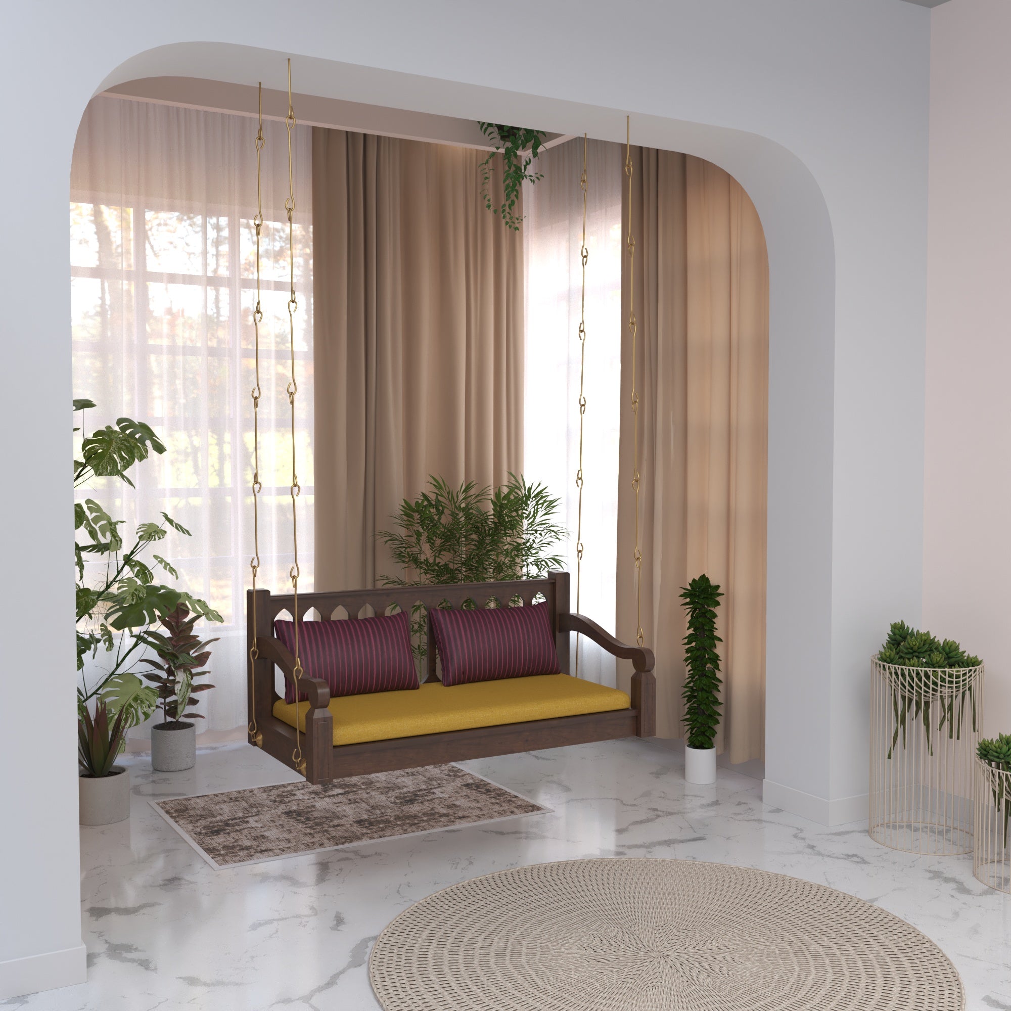 Classic Heritage Porch Swing with Curved Armrests Swing