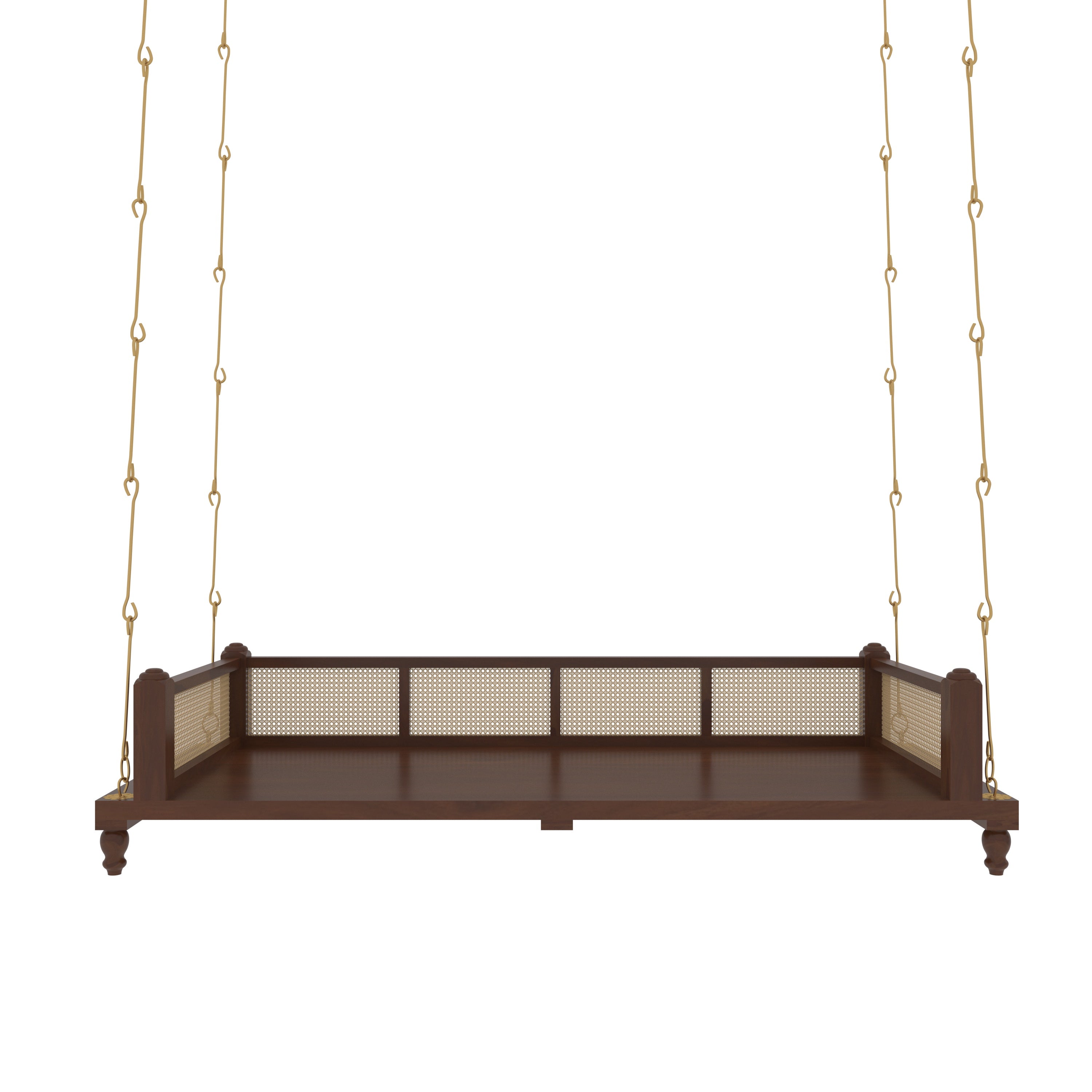 Elegant Wooden Swing for Home Interiors – Traditional Design with Cane Backrest Swing