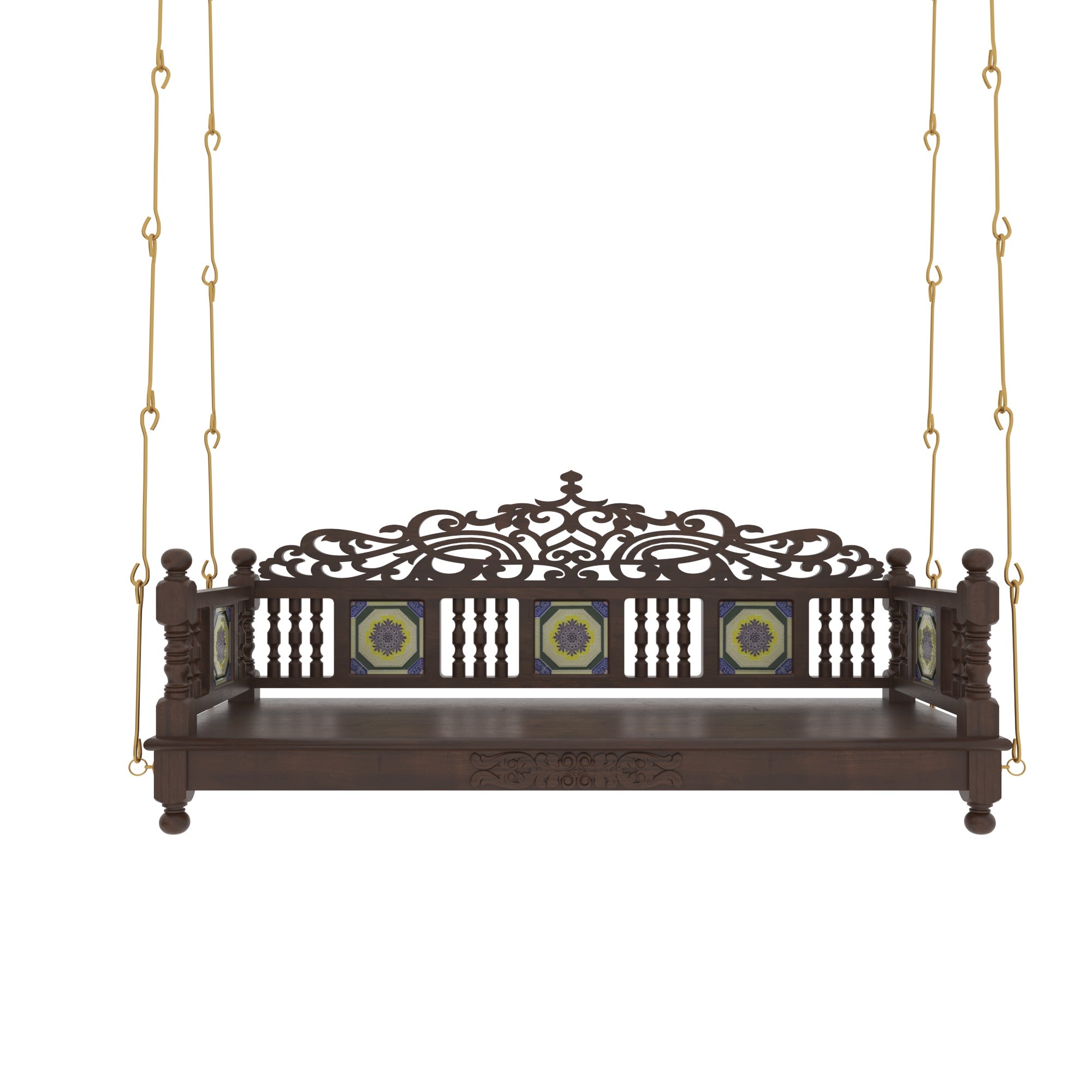 Royal Jaali Hanging Swing with Hand-Painted Tile Accents Swing