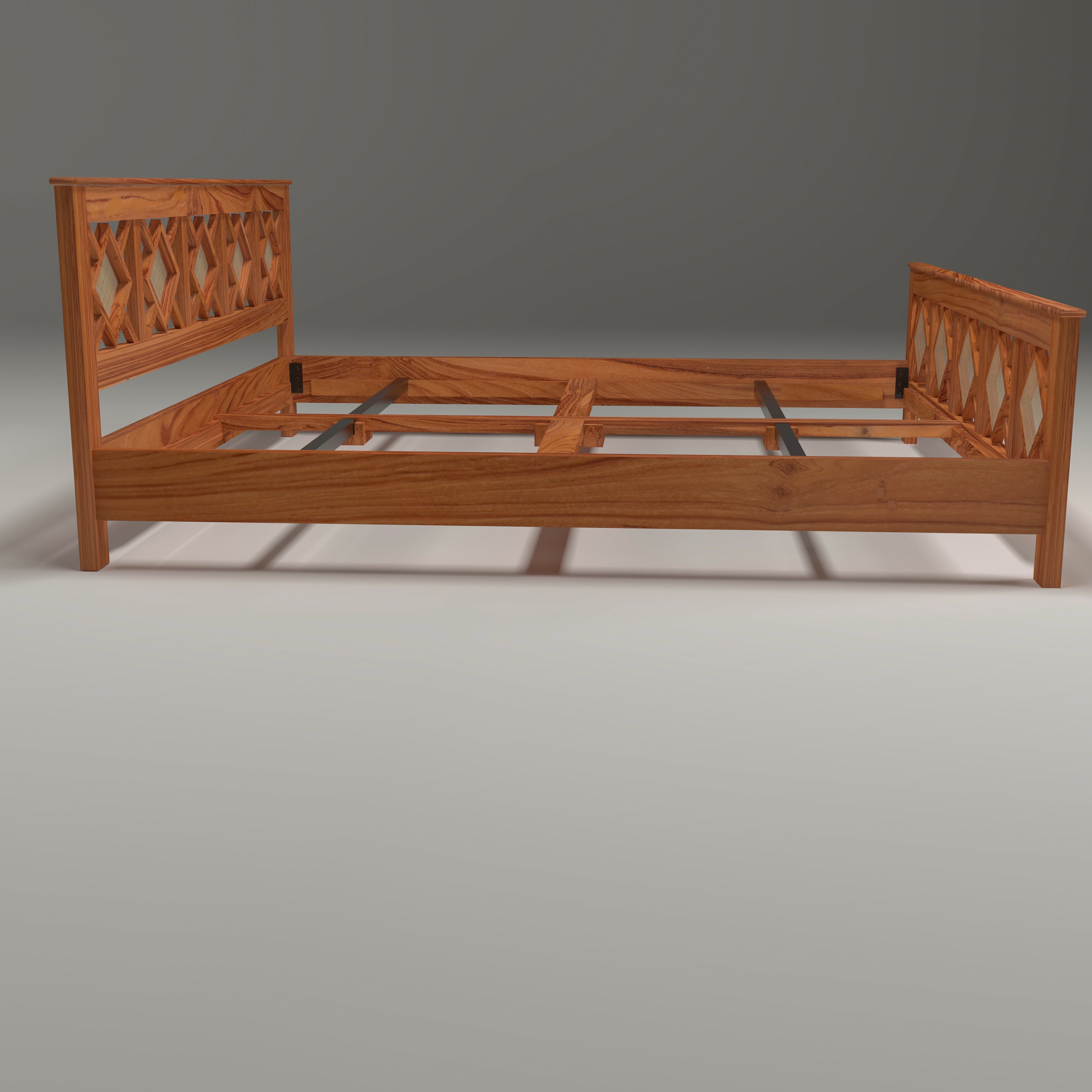 Solid wood Cane Diamond shape Bed Bed