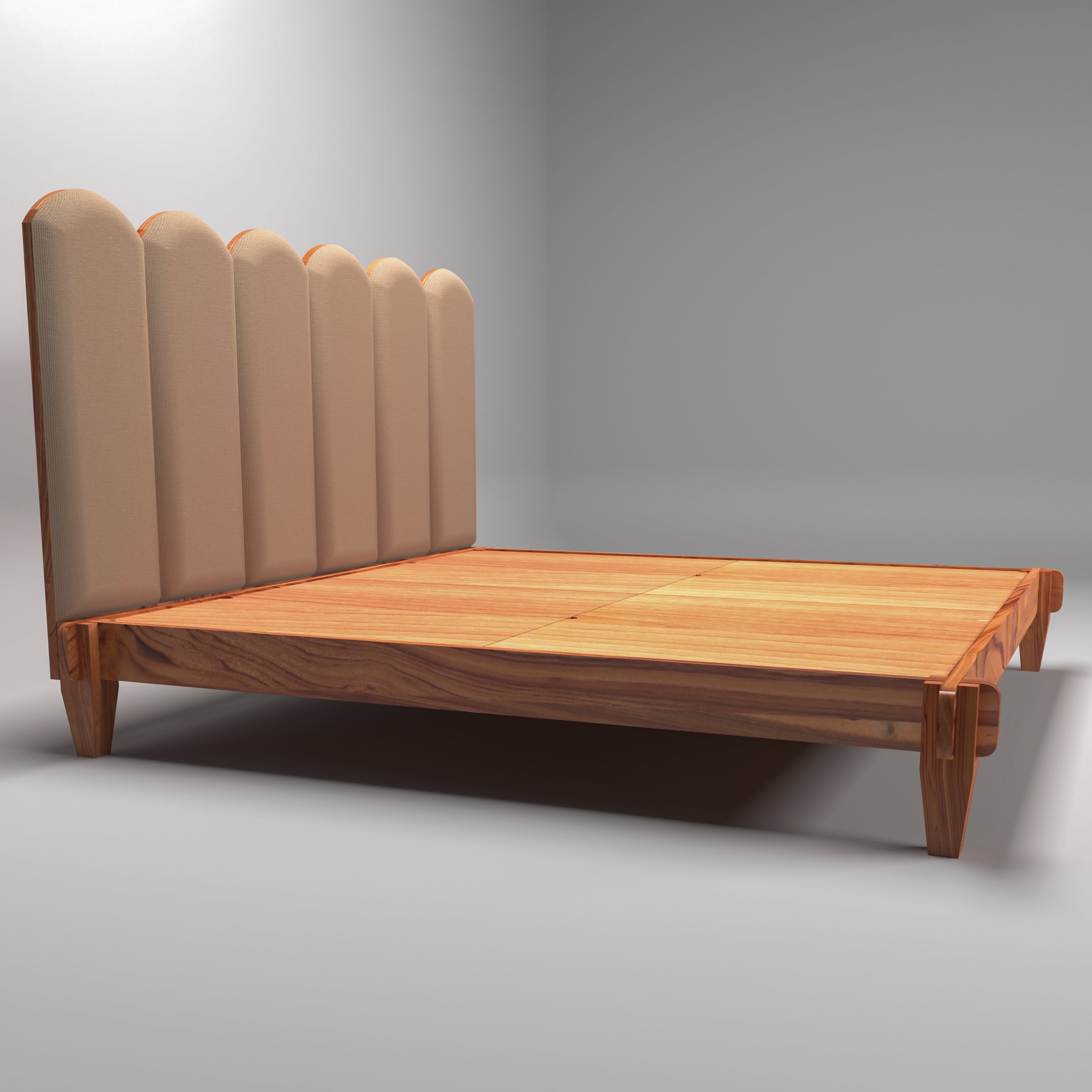 Solid wood upholstered Headboard Classic Design Bed (Teak wood) Bed