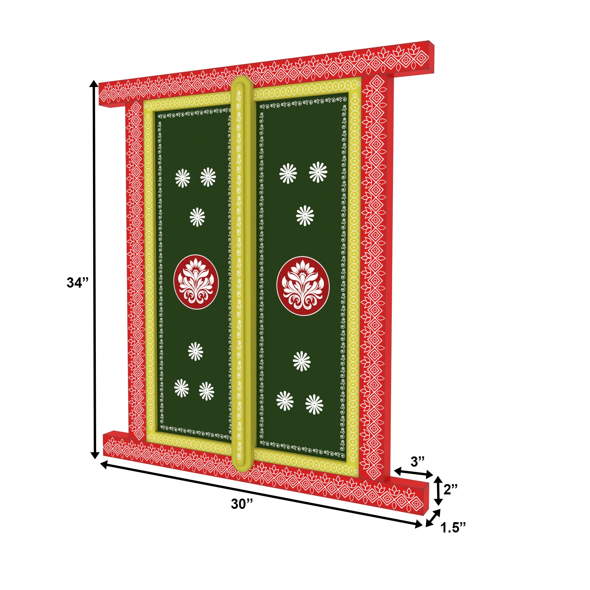 Colorful Rajasthani Window Frame with Openable Shutters – Traditional Wall Décor Wall Decor
