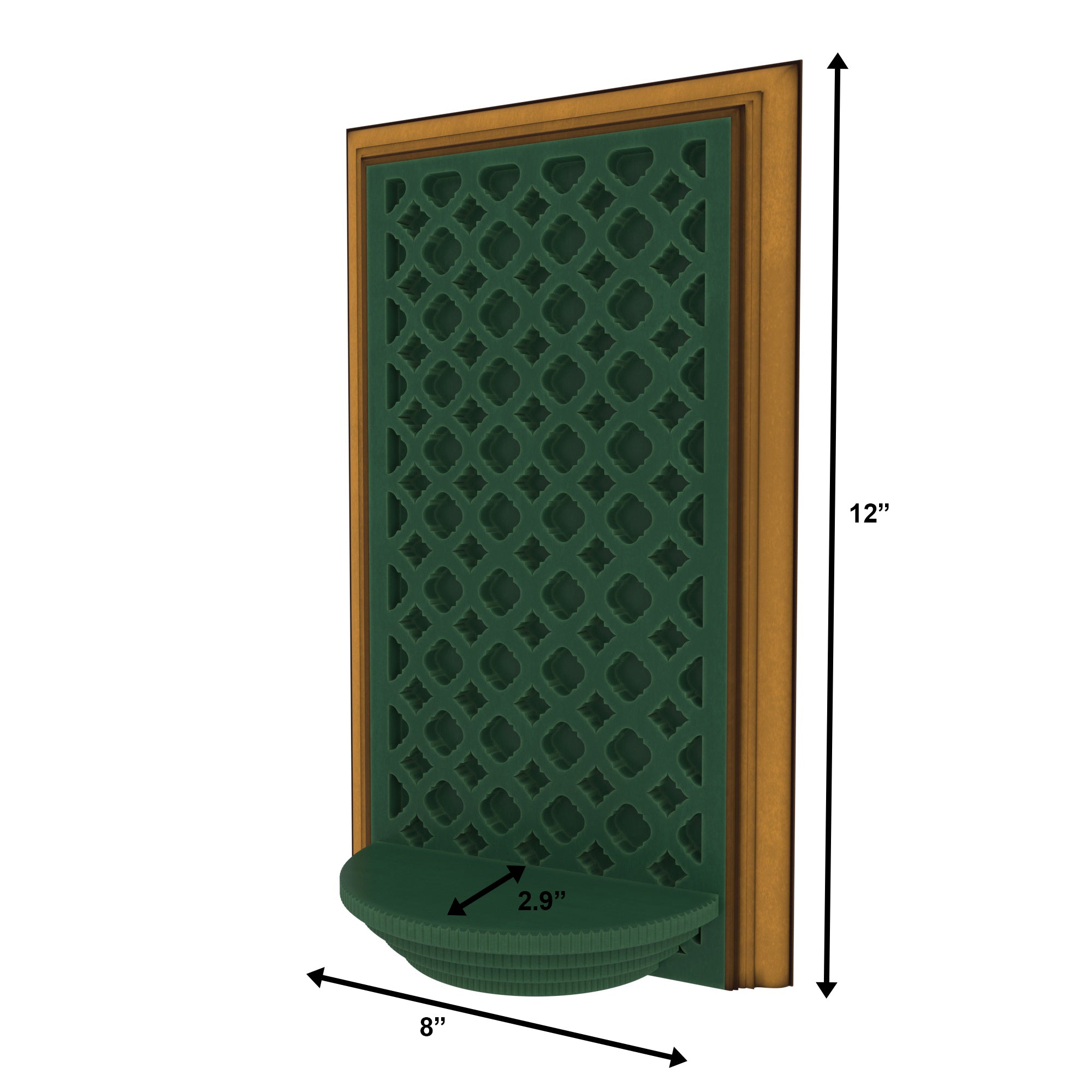 Jaali Pattern Wooden Wall Shelf – Traditional Green & Brown Décor Wall Decor