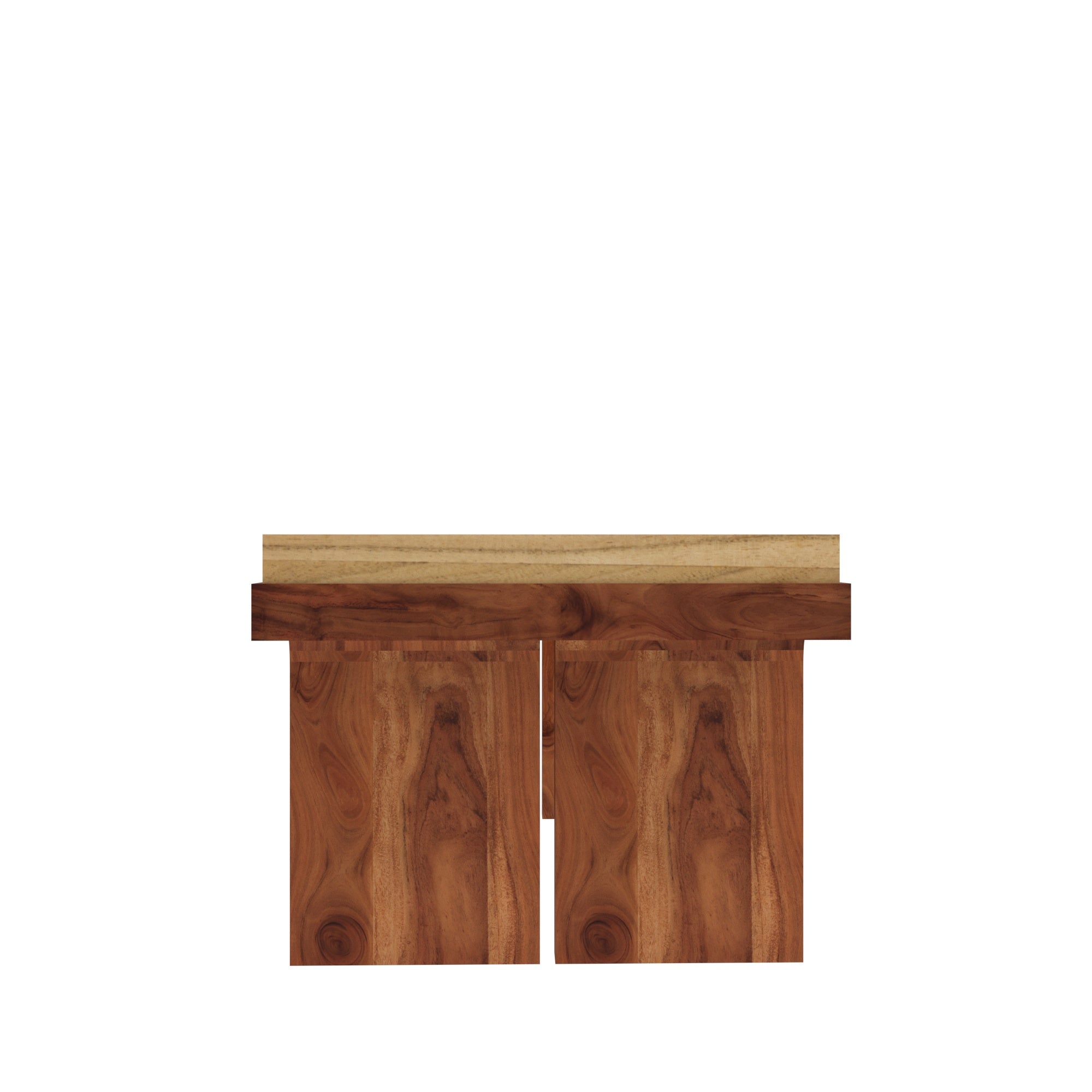 Rectangular Solid Wood Coffee Table with Dual-Tone Natural Finish