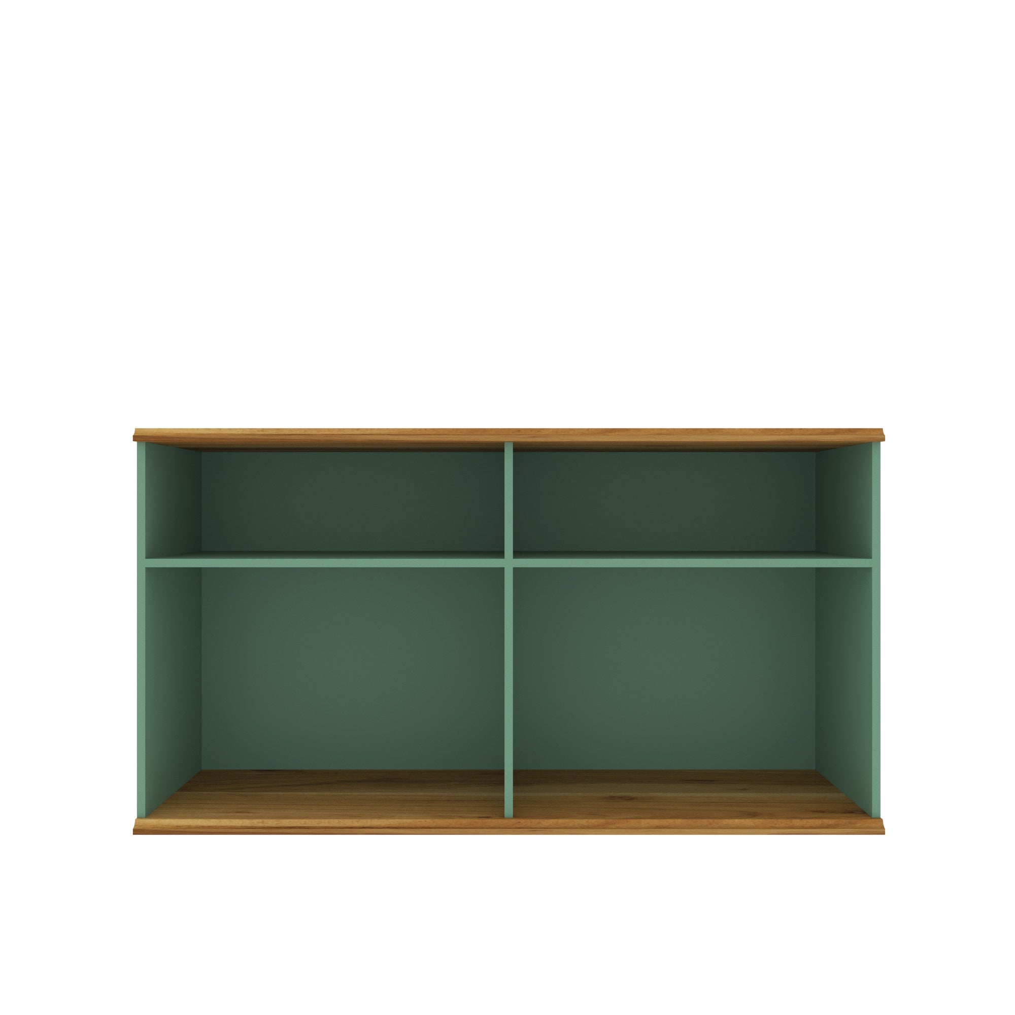 Mint Green Open Shelf TV Unit with Wooden Top and Base Tv stand