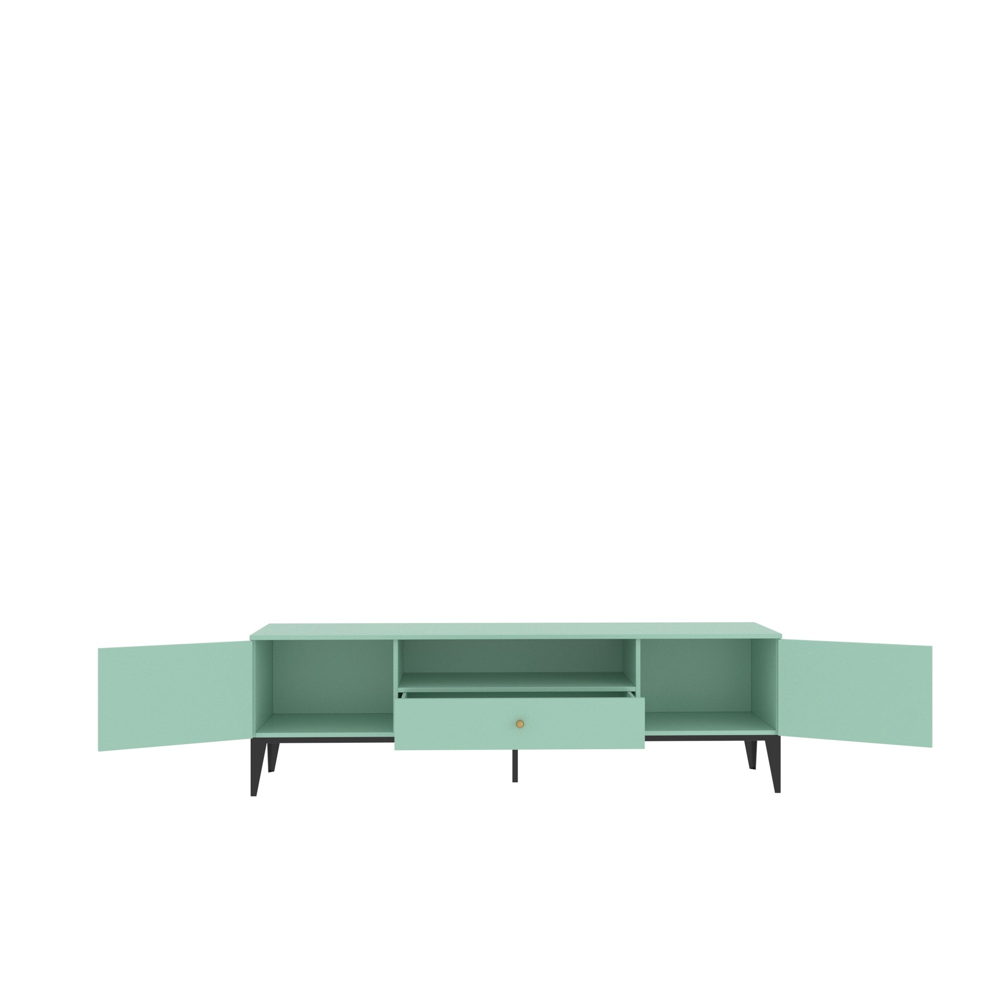 Mint Green Modern TV Console with Storage & Minimalist Décor Tv stand