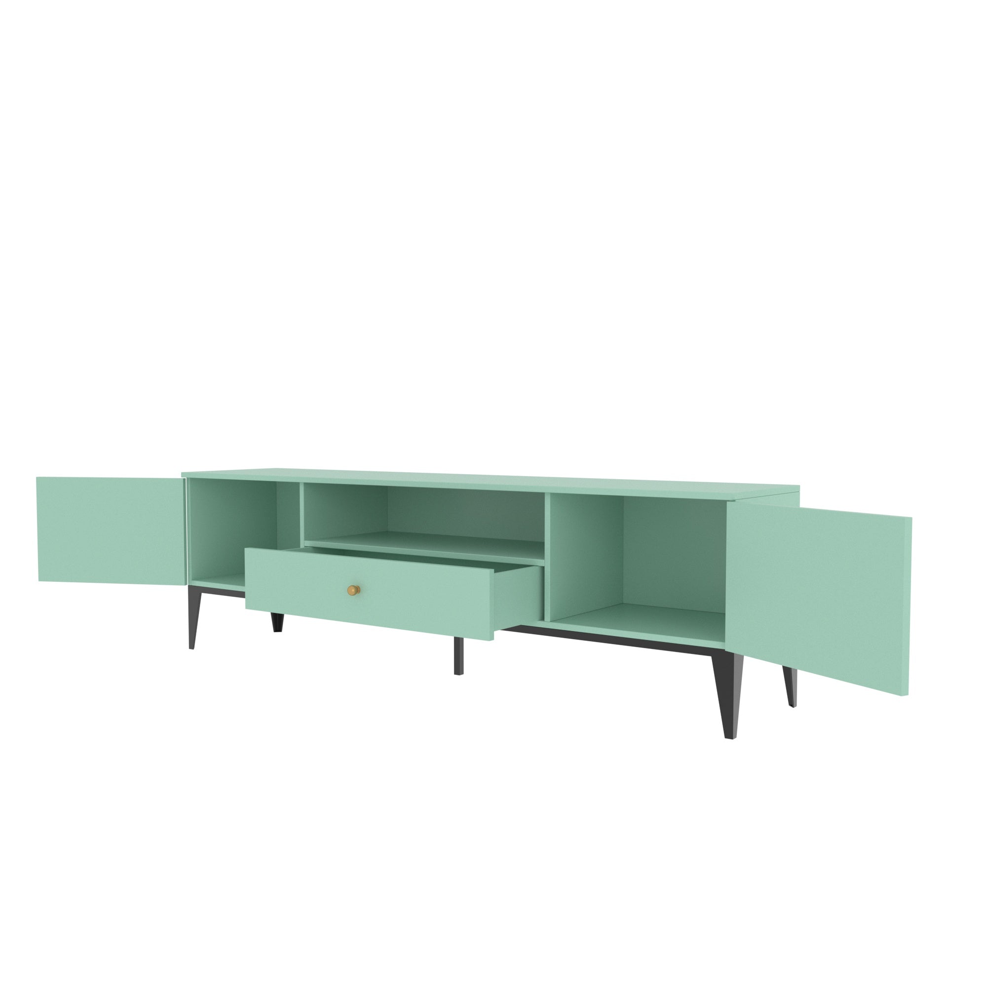 Mint Green Modern TV Console with Storage & Minimalist Décor Tv stand