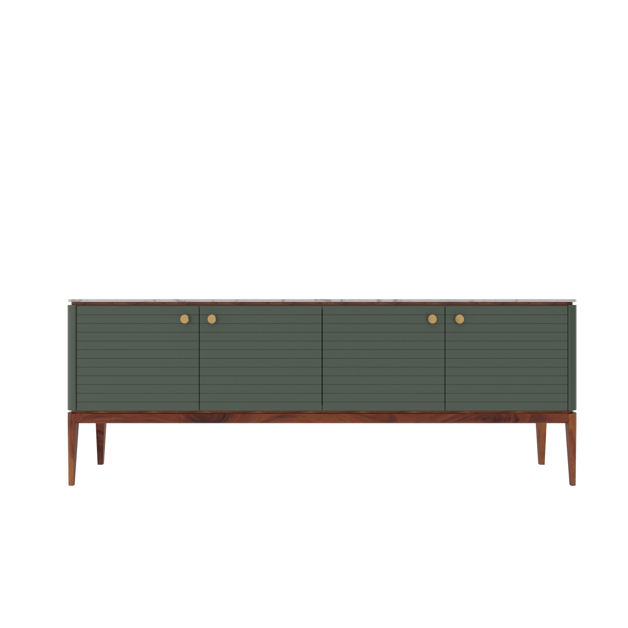 Modern Olive Green Wooden Sideboard with Gold Knobs Tv stand