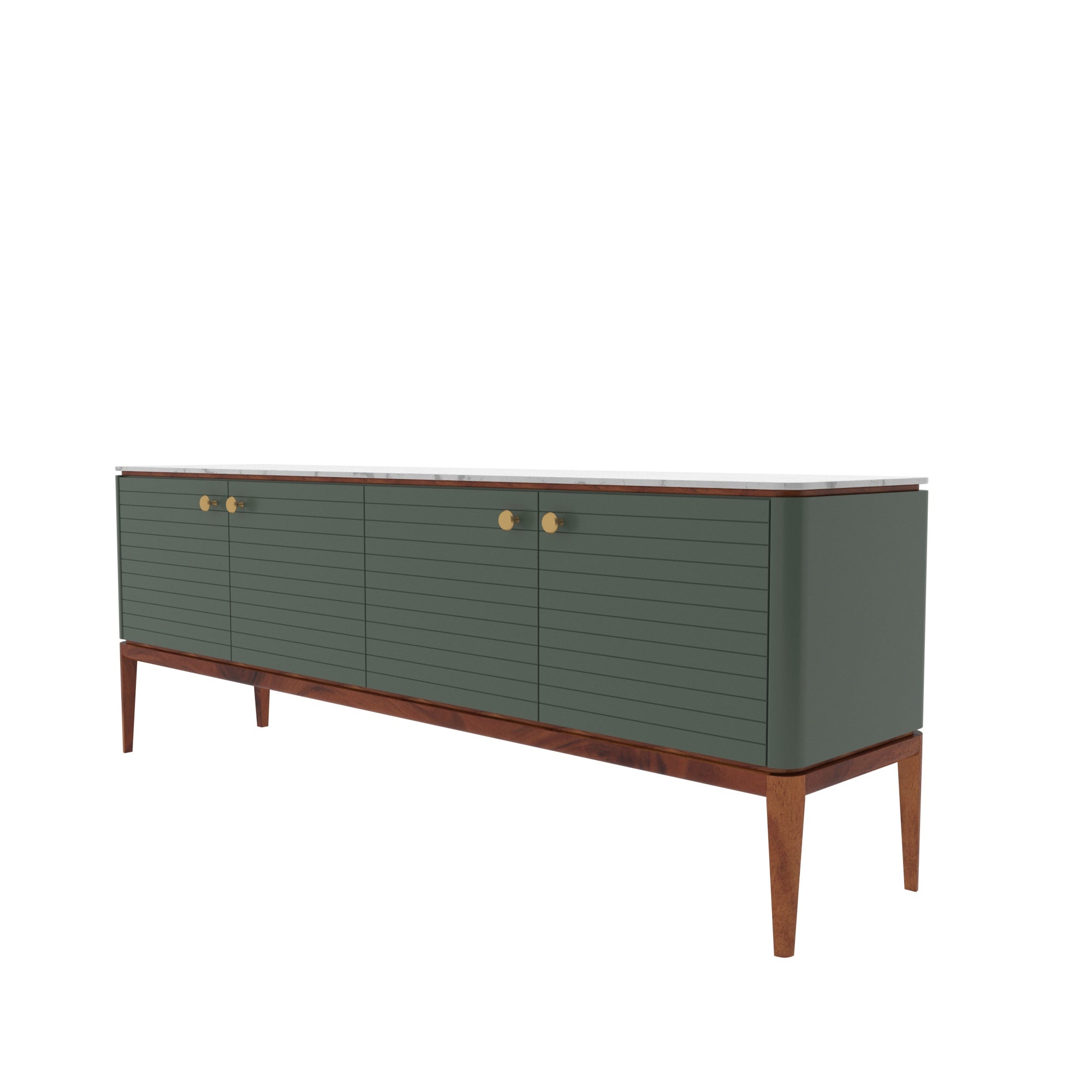 Modern Olive Green Wooden Sideboard with Gold Knobs Tv stand