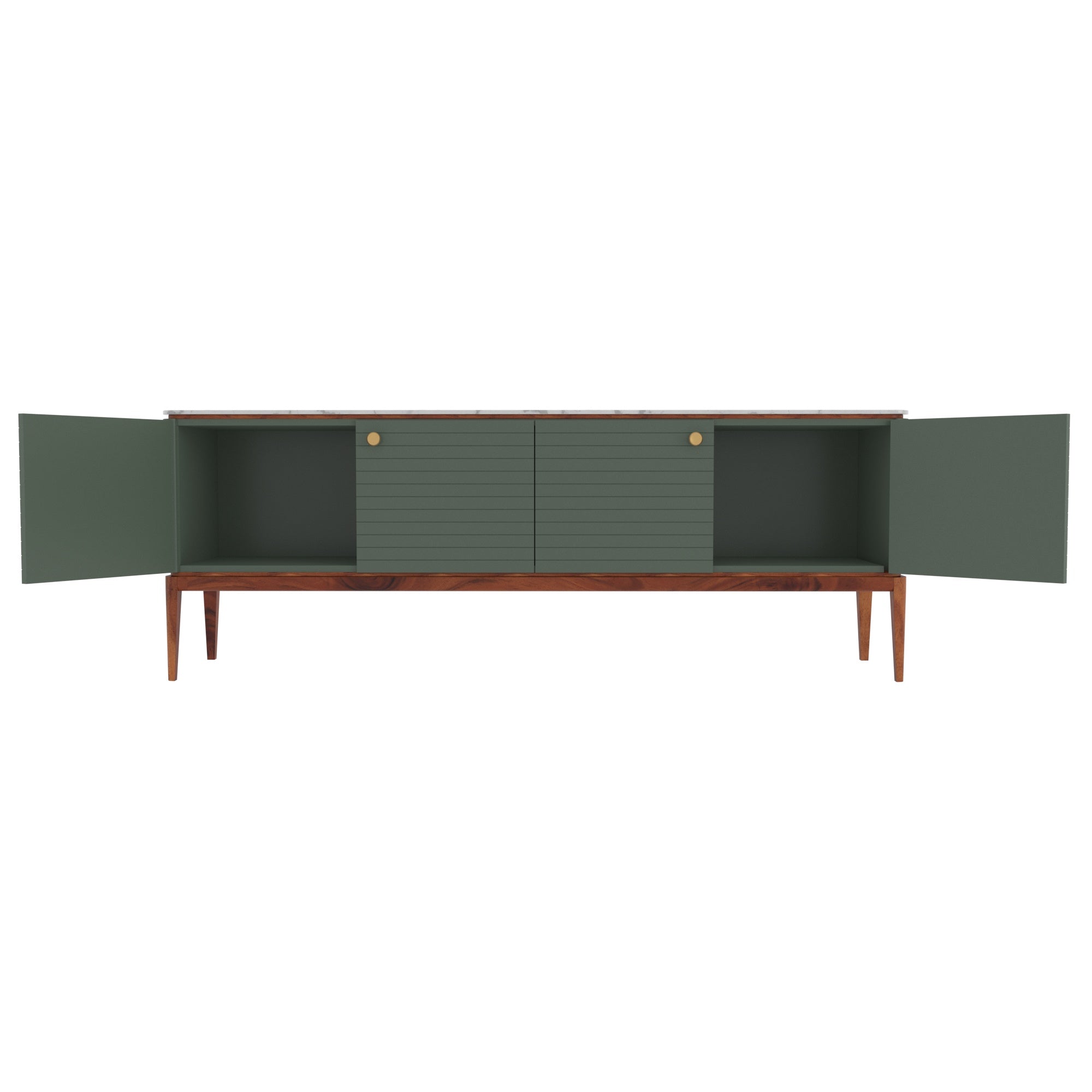 Modern Olive Green Wooden Sideboard with Gold Knobs Tv stand