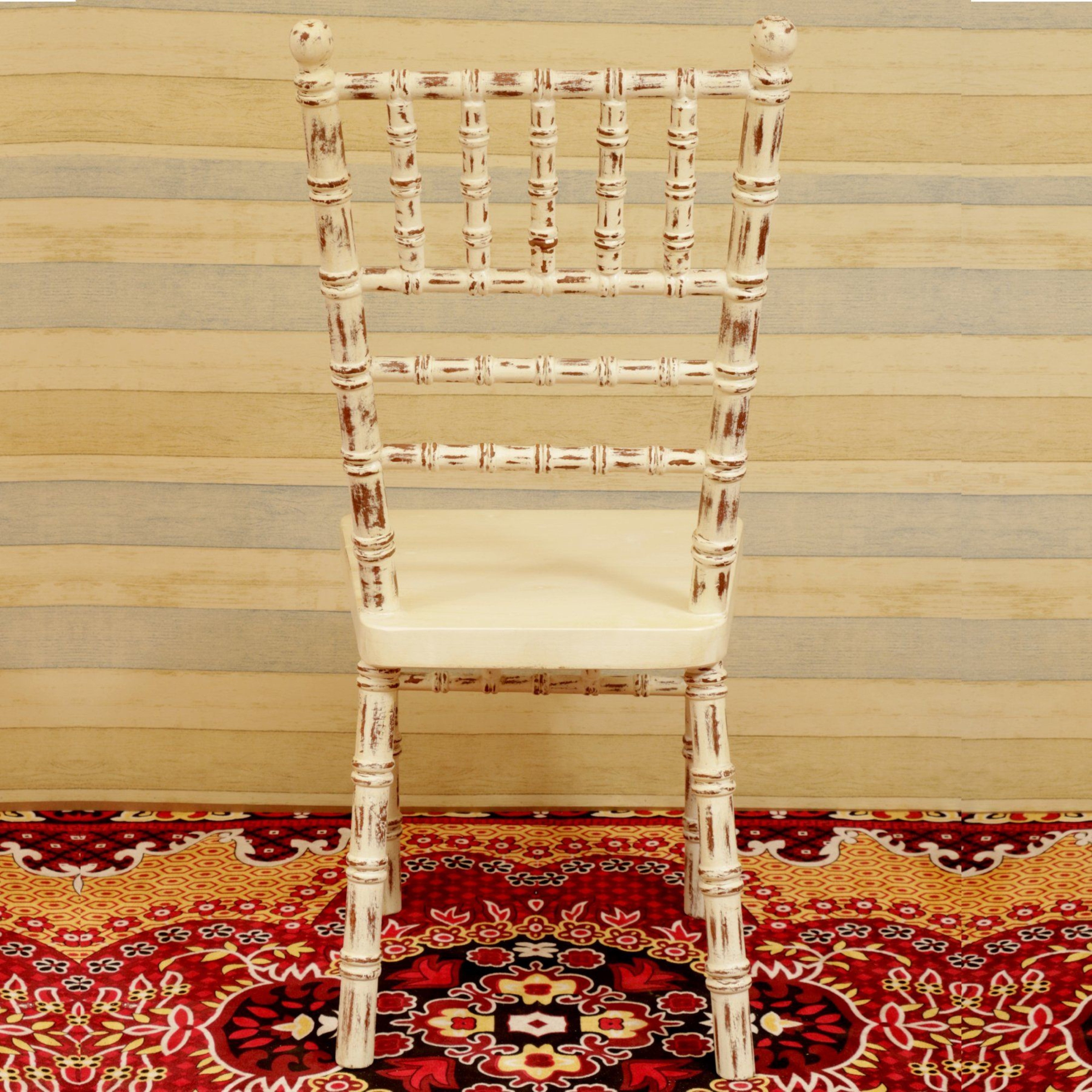 (Set of 2) Off White Distress Finished Chair Dining Chair