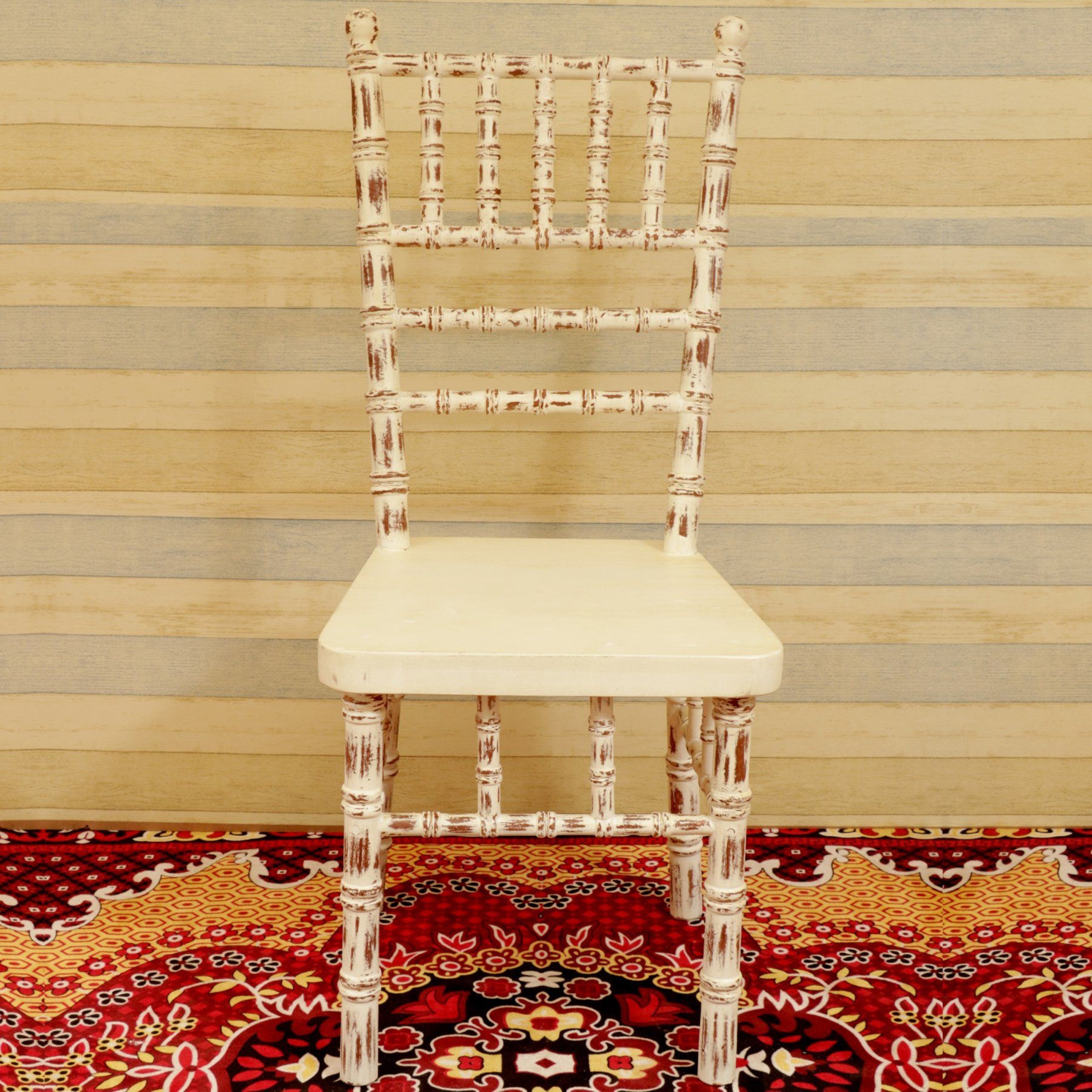 (Set of 2) Off White Distress Finished Chair Dining Chair