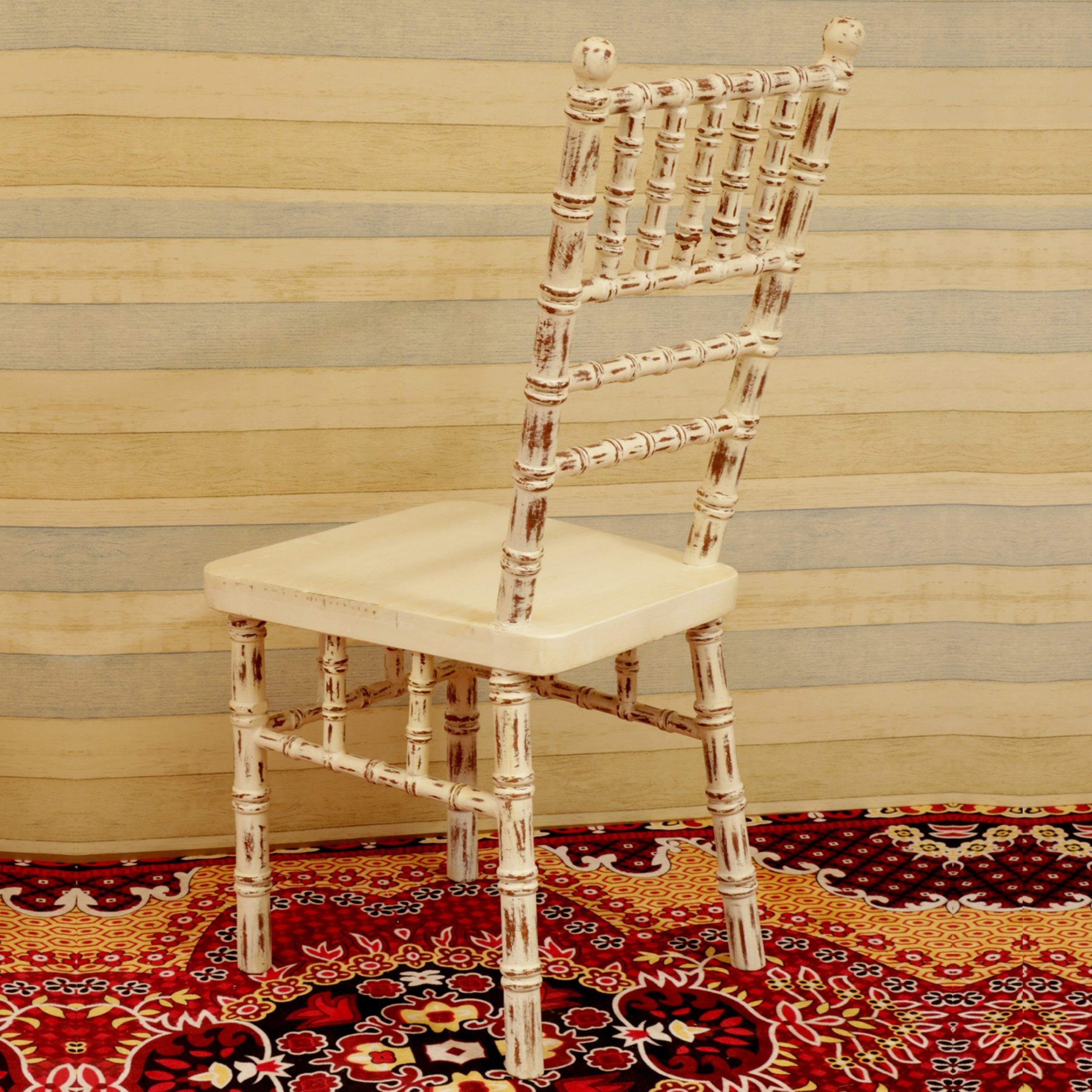 (Set of 2) Off White Distress Finished Chair Dining Chair
