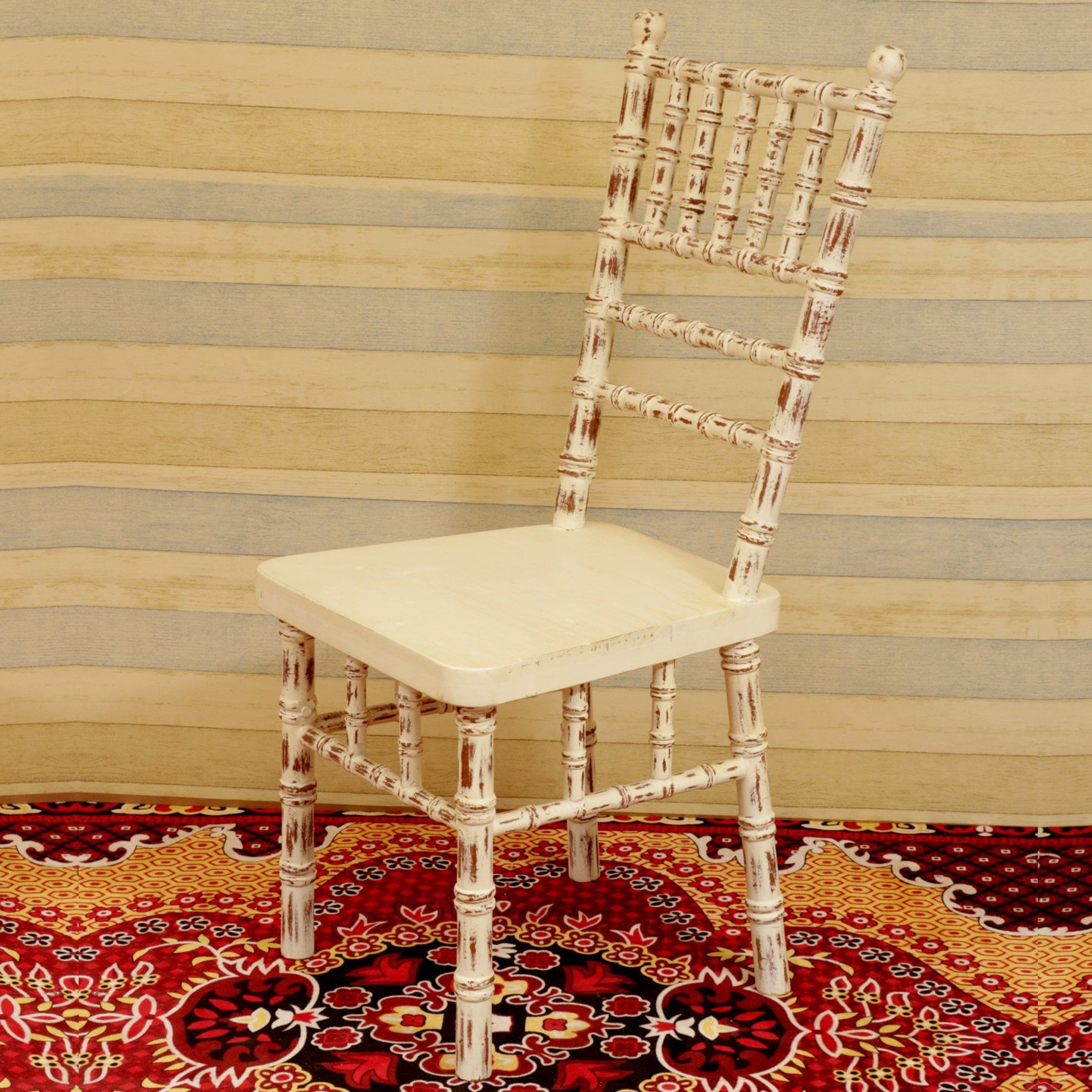 (Set of 2) Off White Distress Finished Chair Dining Chair