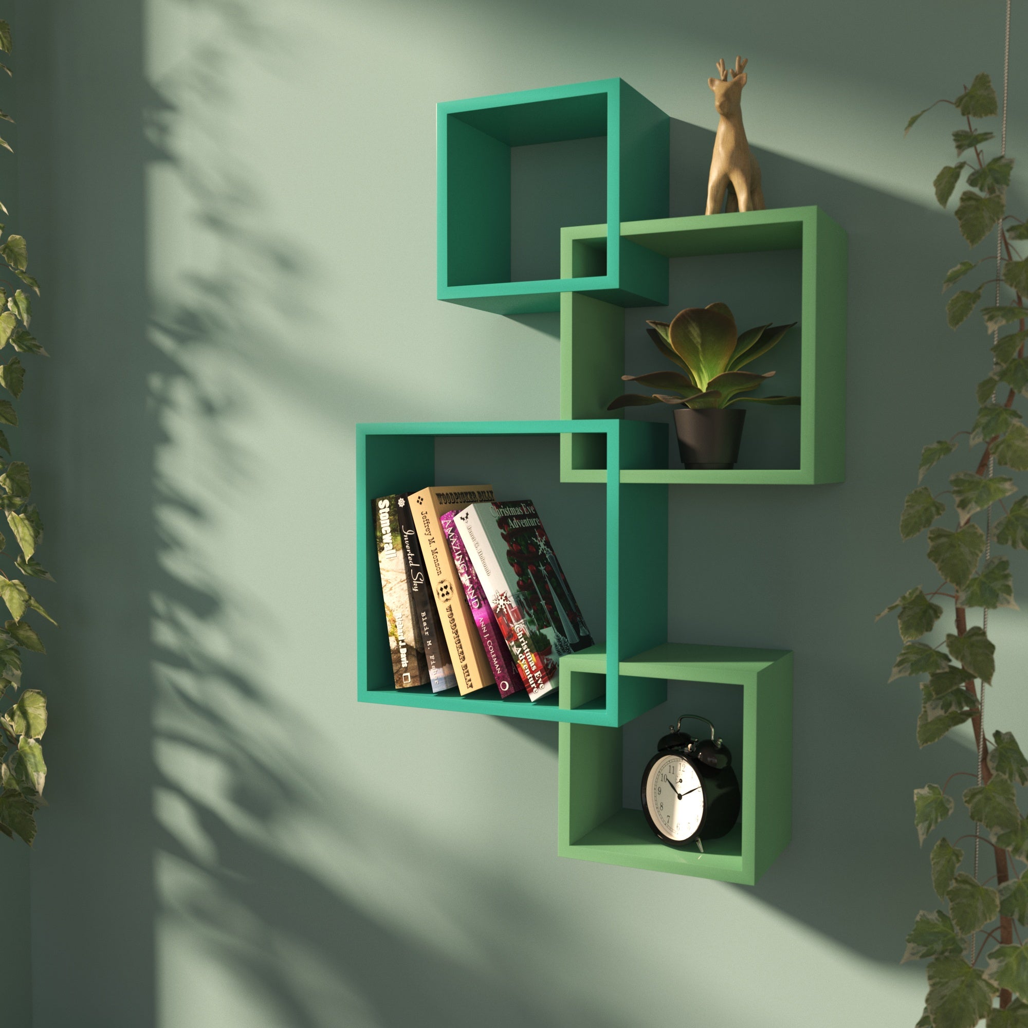 Geometric Wall Shelf - Modern Interlocking Display Rack Wall Rack
