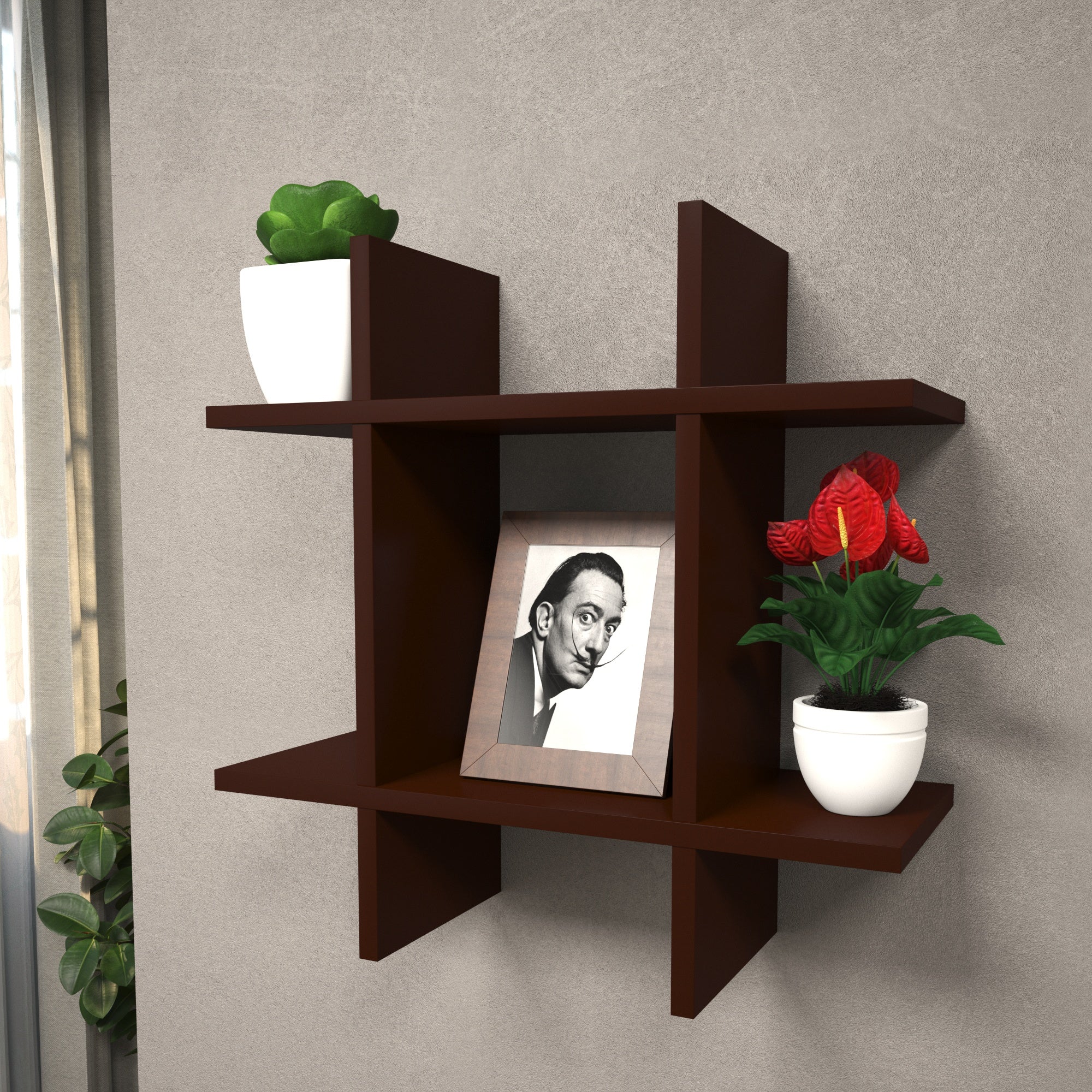 Modern Cross Design Wall Shelf - Floating Display Rack Wall Rack