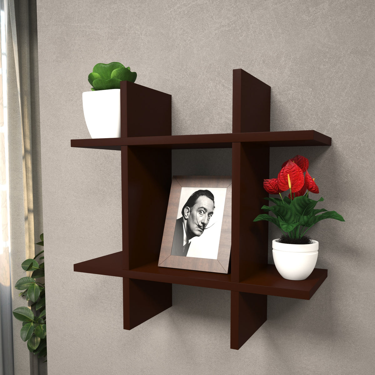 Modern Cross Design Wall Shelf - Floating Display Rack
