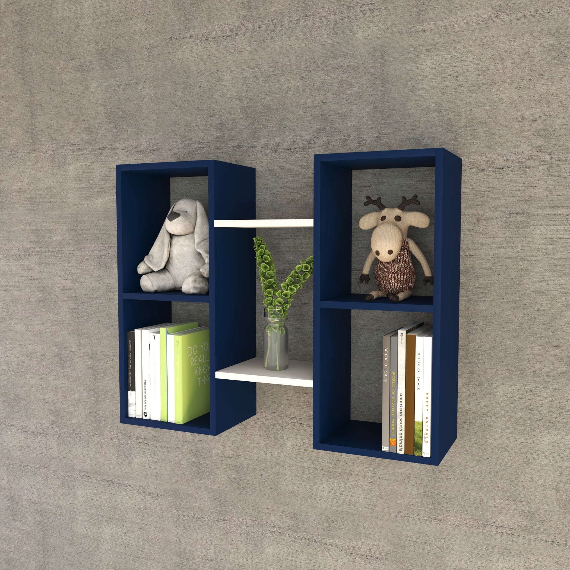 H-Shaped Wall Shelf - Two-Tone Modern Display Unit Wall Rack