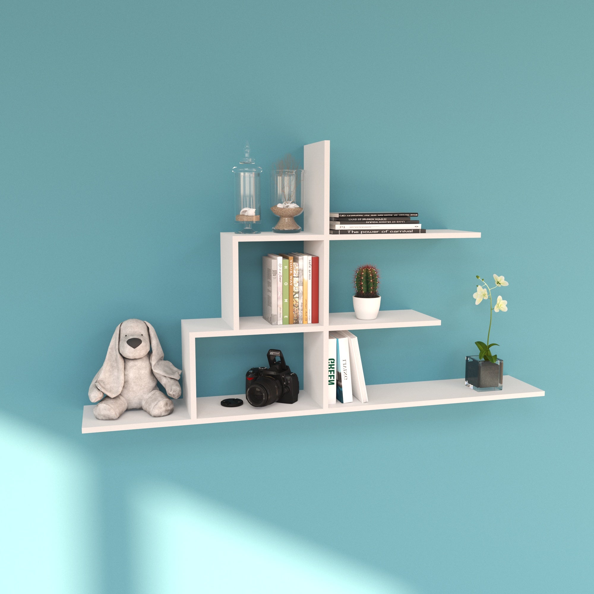 Cascading Ladder Wall Shelf - Modern Tiered Display Rack Wall Rack
