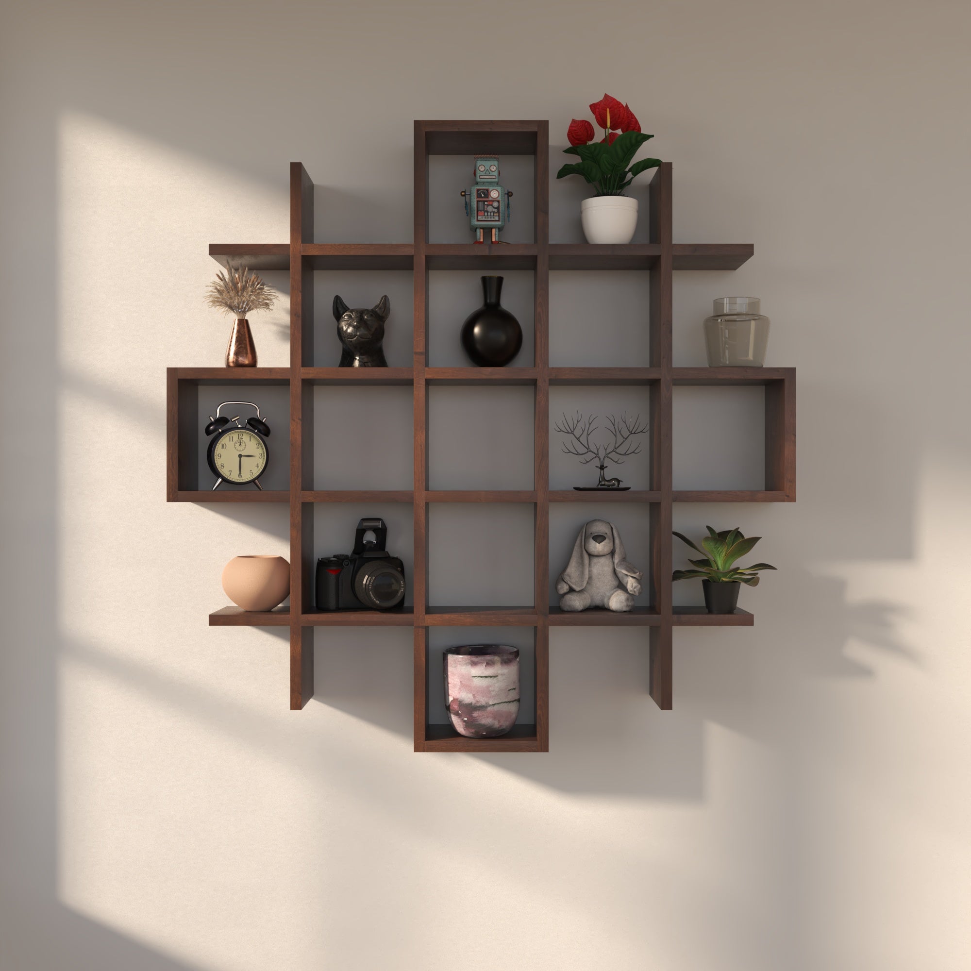 Contemporary Grid Wall Shelf Wall Rack