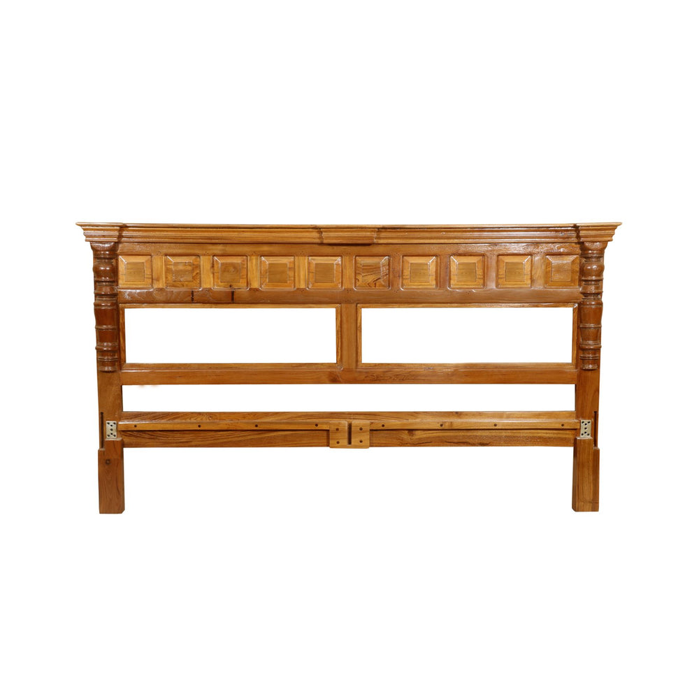 Solid Wood Bed in Light Brown Finish (Teak wood)