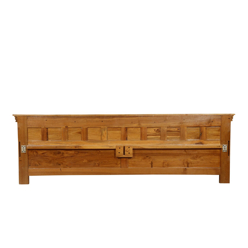 Solid Wood Bed in Light Brown Finish (Teak wood)