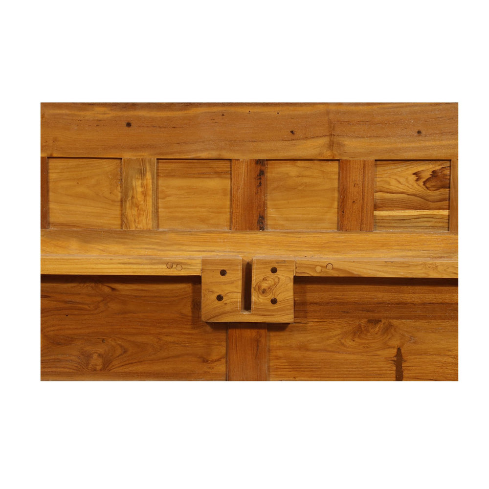 Solid Wood Bed in Light Brown Finish (Teak wood)