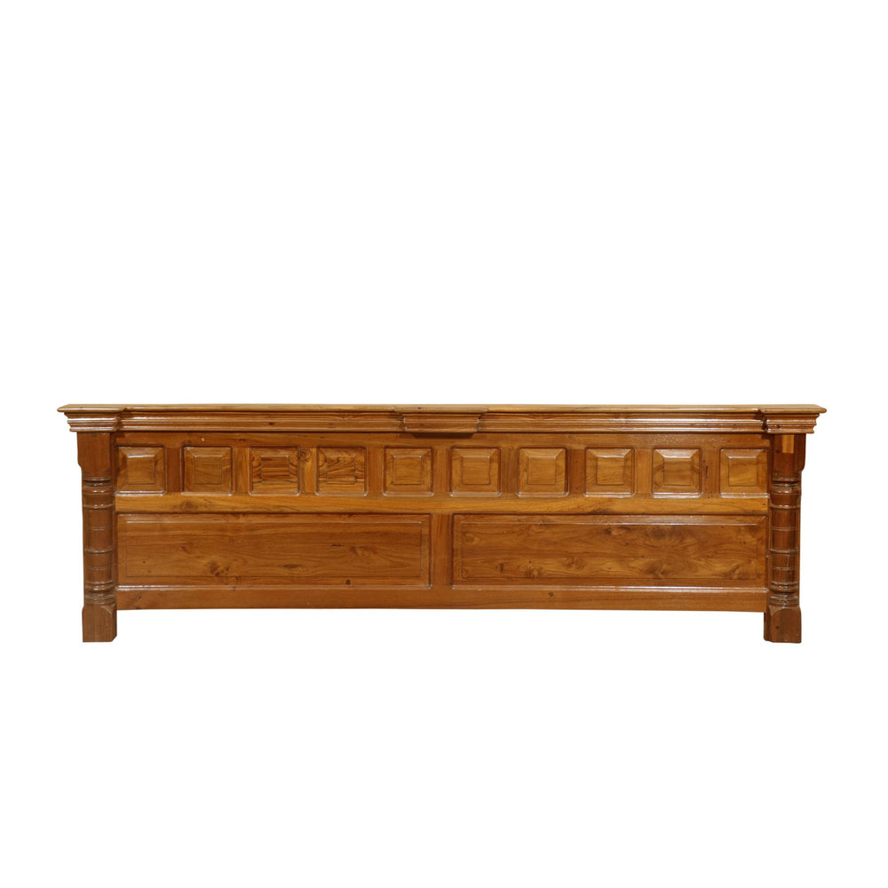Solid Wood Bed in Light Brown Finish (Teak wood)