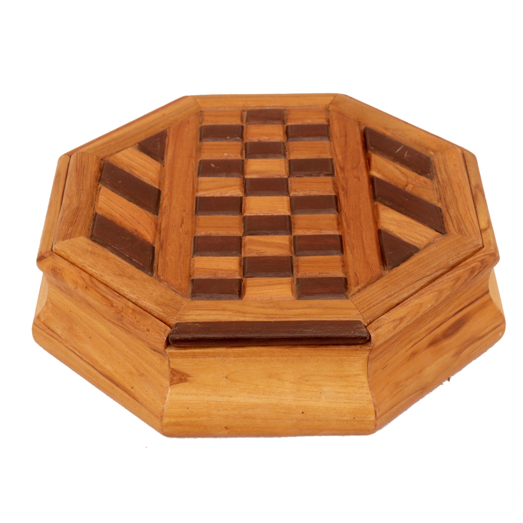 Striped Checks Pattern Wooden Box