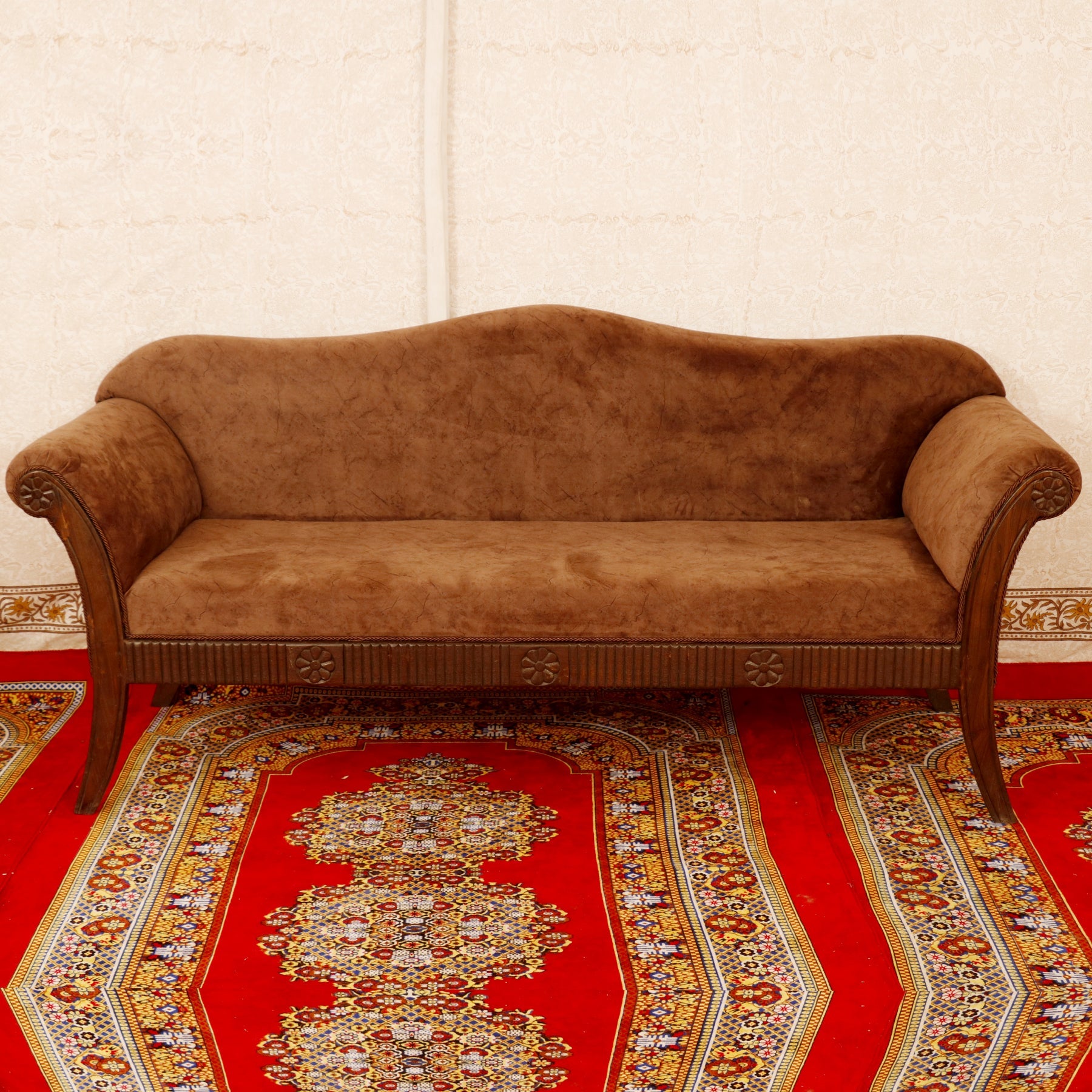 Softer Brown Solid wood structure upholstered 3 seater sofa Sofa