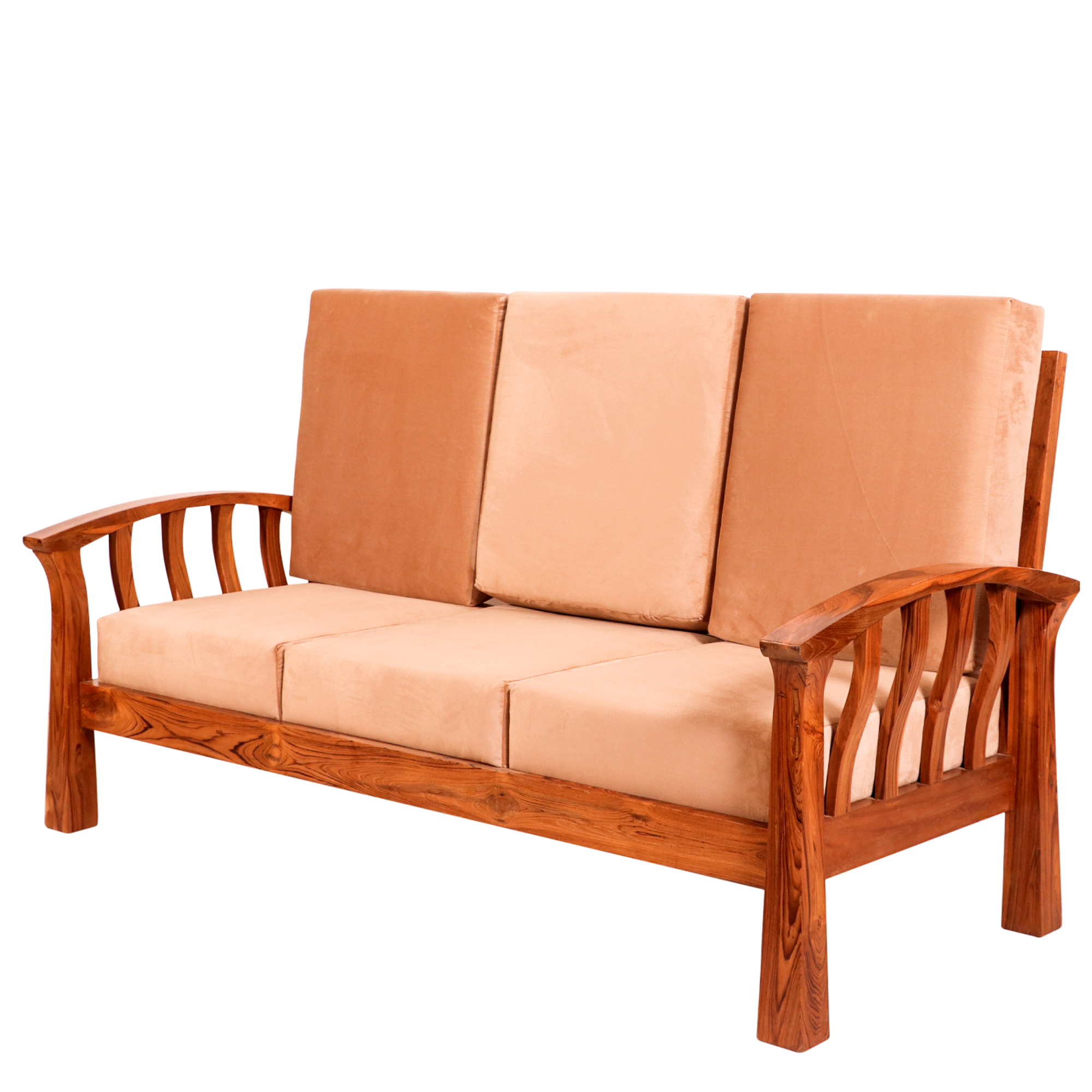 Teak wood curved strip design 3+1+1 Seater Sofa Sofa