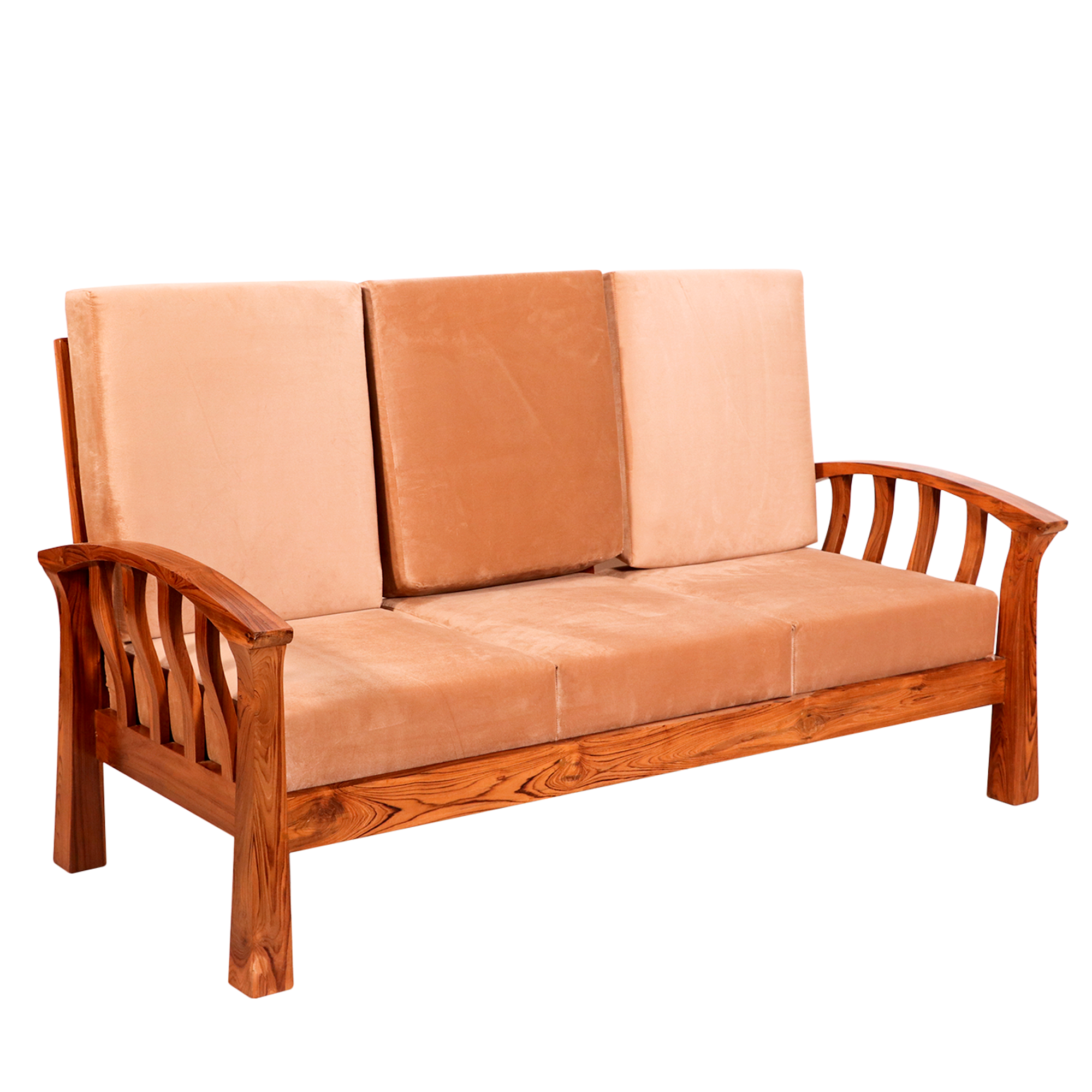 Teak wood curved strip design 3 Seater Sofa Sofa