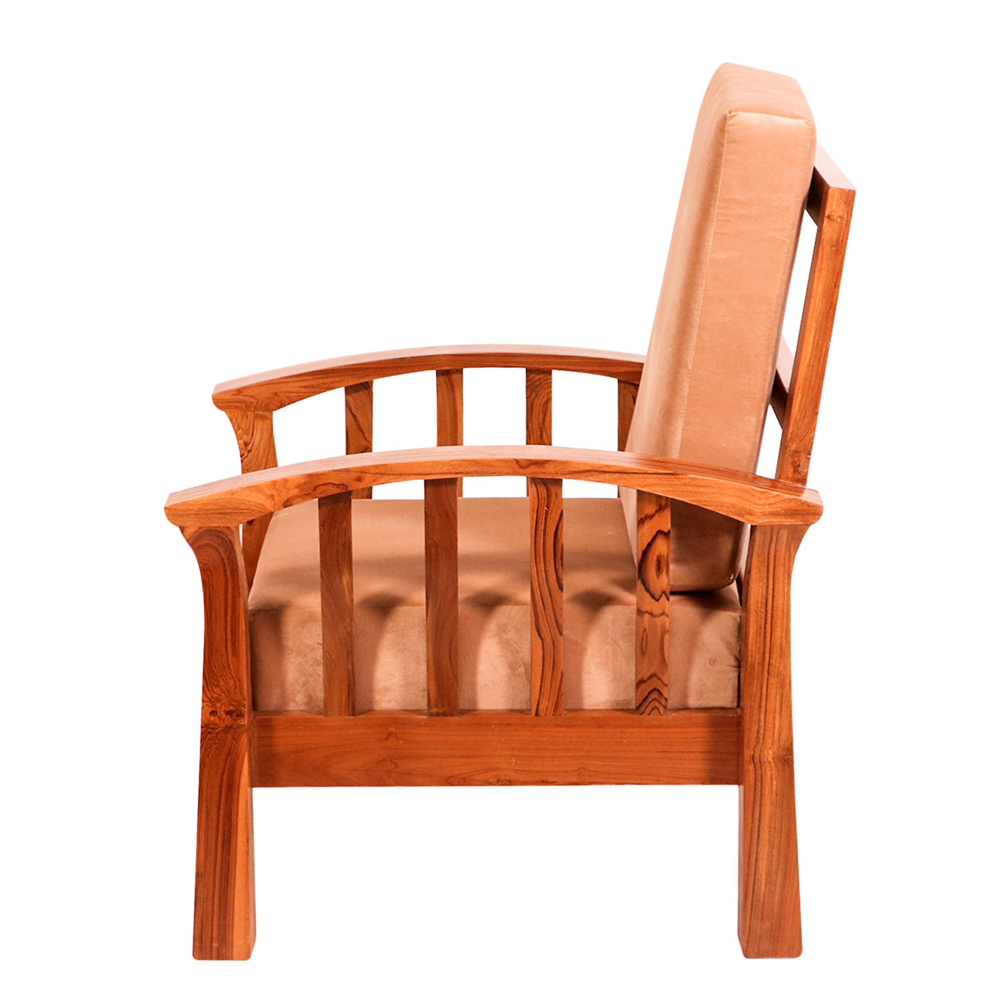 Teak wood curved strip design 3+1+1 Seater Sofa Sofa