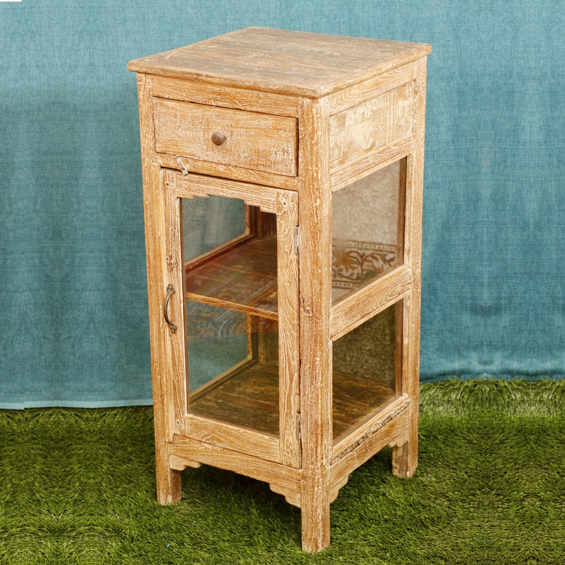 Vintage Handmade Distressed Single Door Drawer Bedside Bedside