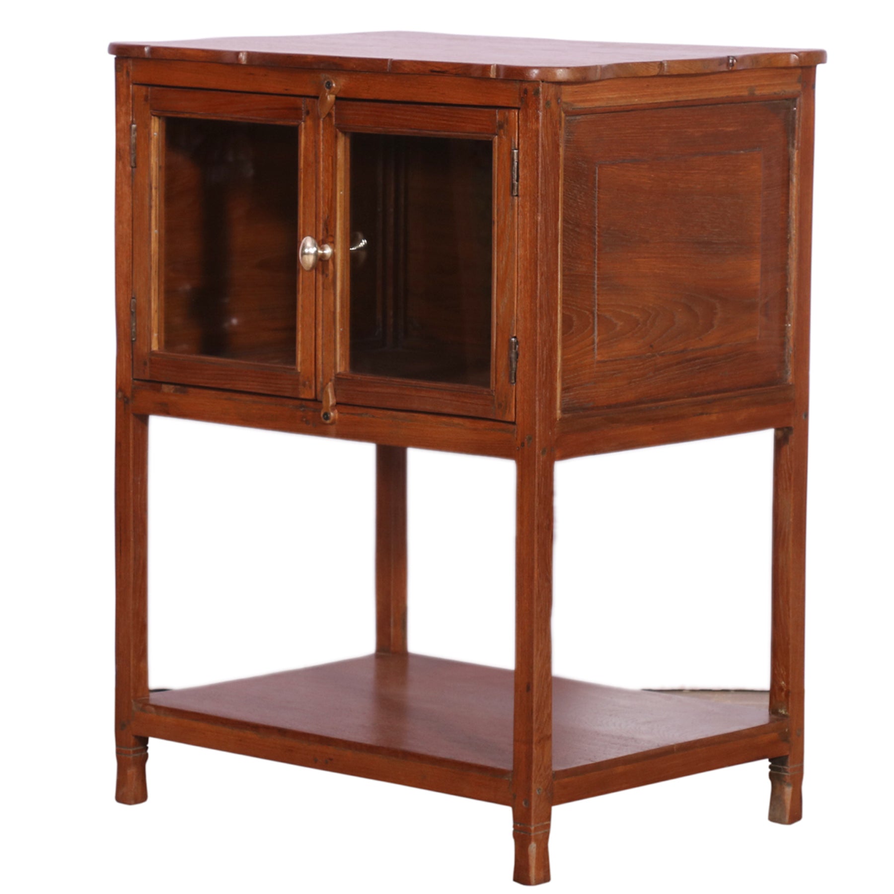 Traditional Teak Wood Double-Door Bedside Table Showcase
